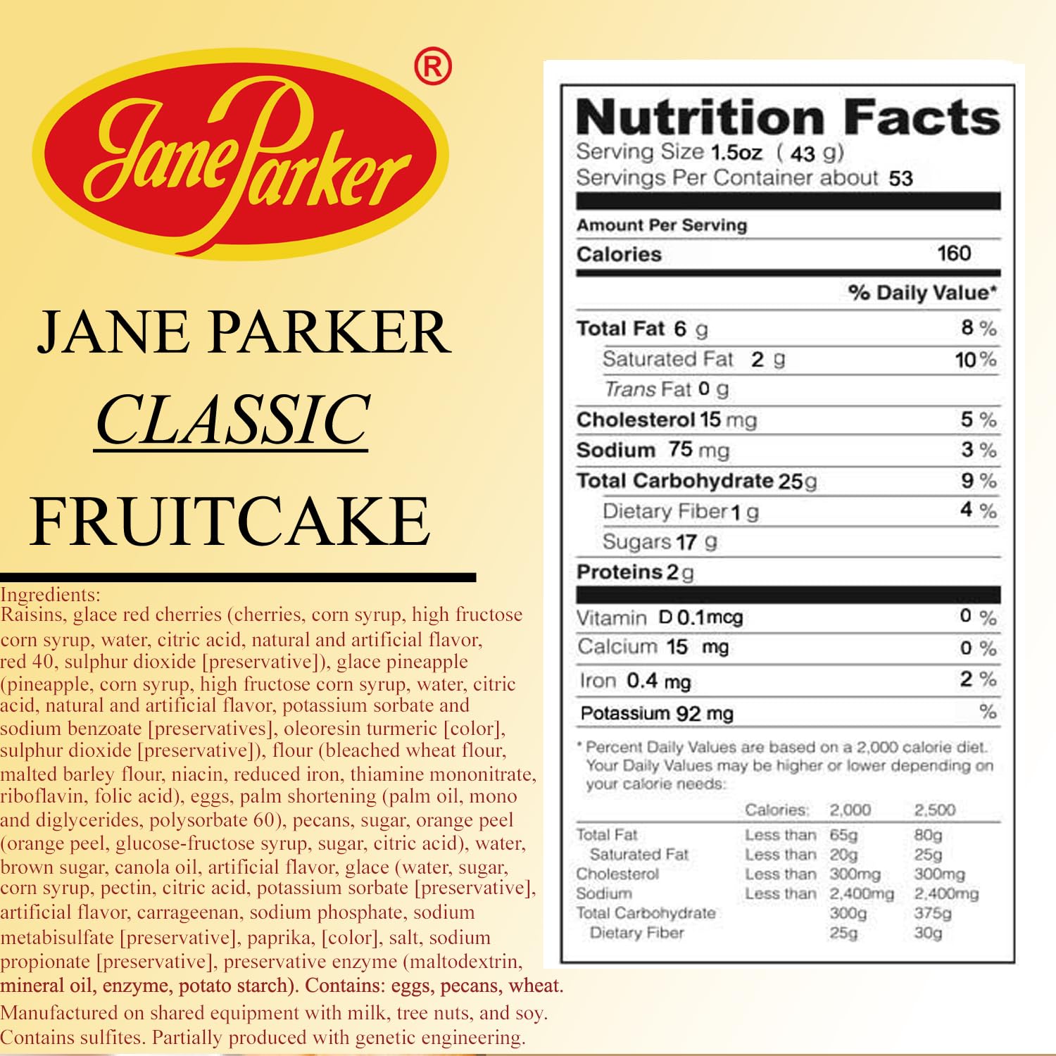 Jane Parker Fruitcake Classic Light Fruit Cake 5 Pound (80 Ounce) Ring in a Collectible Holiday Tin-Holiday-Christmas Cake-The Best Fruitcake You