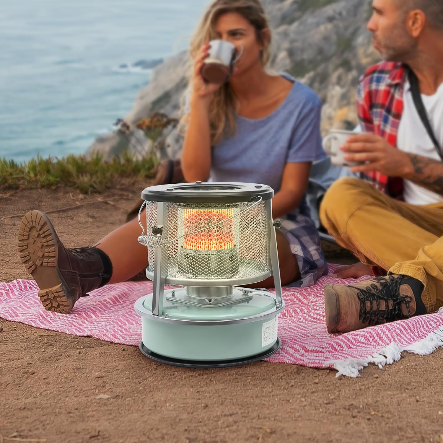 2 in 1 Portable Kerosene Heater, 9000 BTU Kerosene Stove Non-Electric Indoor Outdoor Heater Emergency Oil Heaters for Camping Cooking Emergency Preparedness (Black, 1pc)