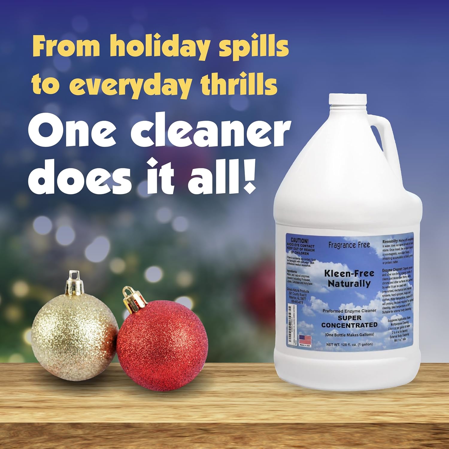 Naturally Preformed Enzyme Cleaner, Enzyme Solution, Multi-Purpose Cleaner, Laundry Additive and More - Concentrate - Original Scent - 128oz (1 Gallon)