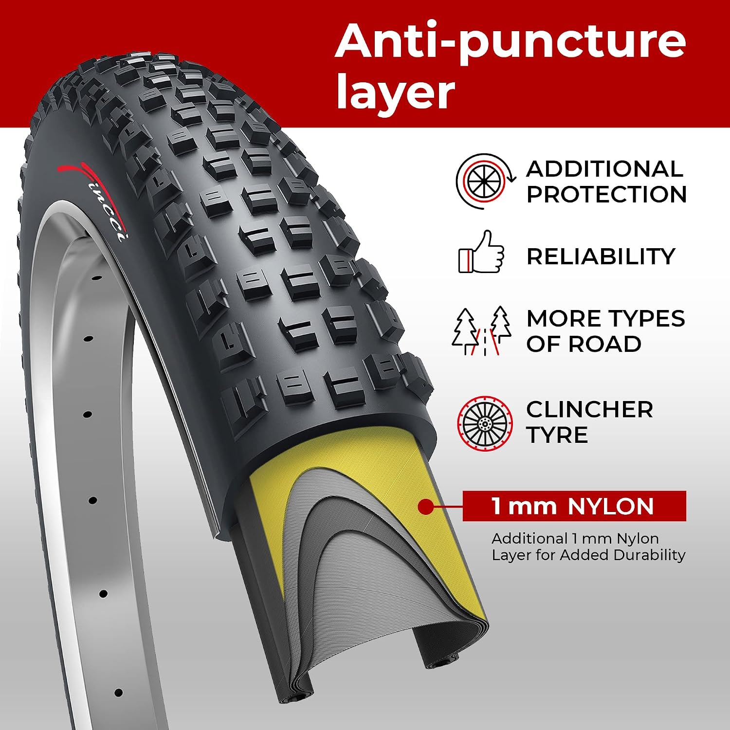 Pair 27.5 x 2.35 Mountain Bike Tires - Foldable 60-584 1mm Anti Puncture