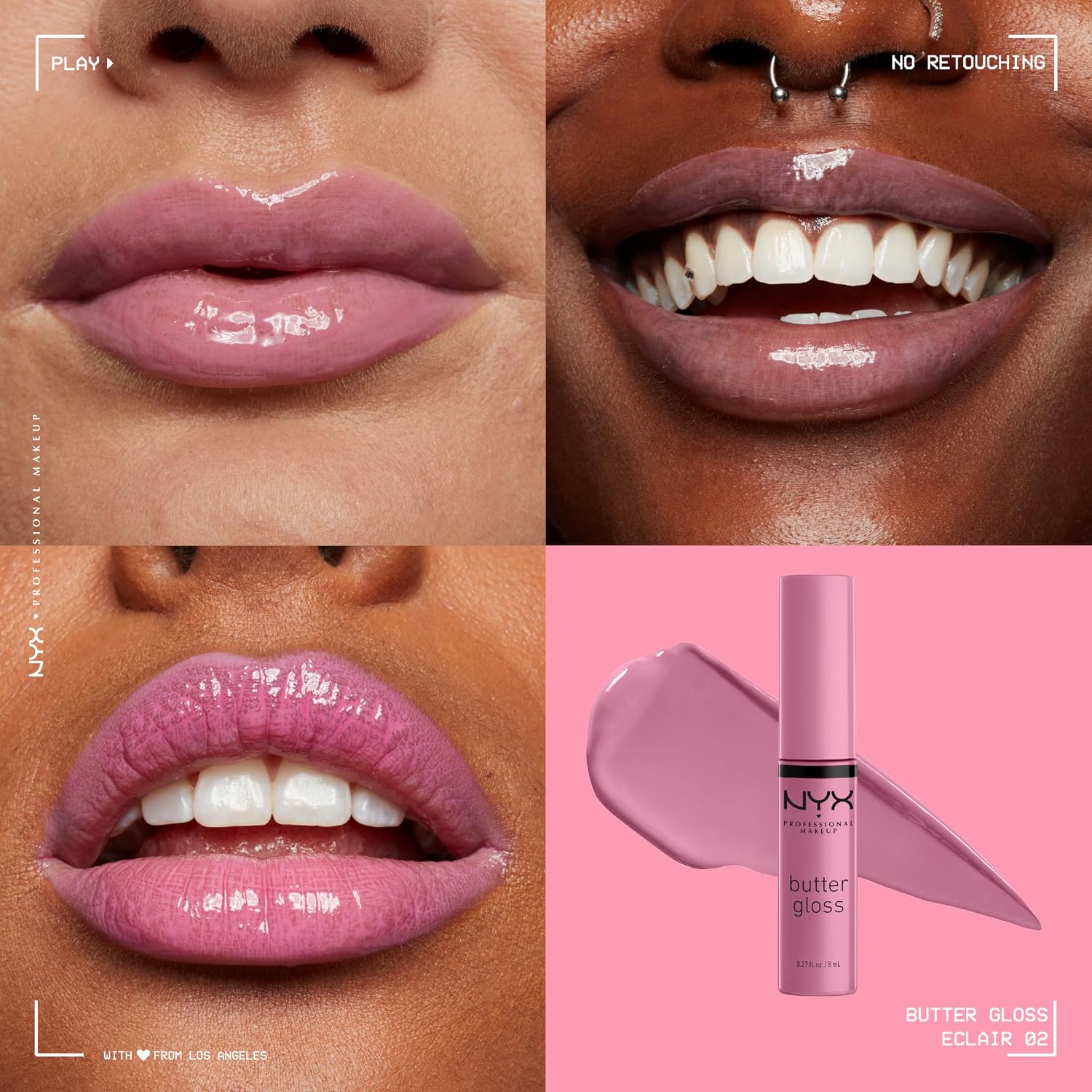 NYX PROFESSIONAL MAKEUP Butter Gloss, Non-Sticky Lip Gloss - Praline (Deep Nude)
