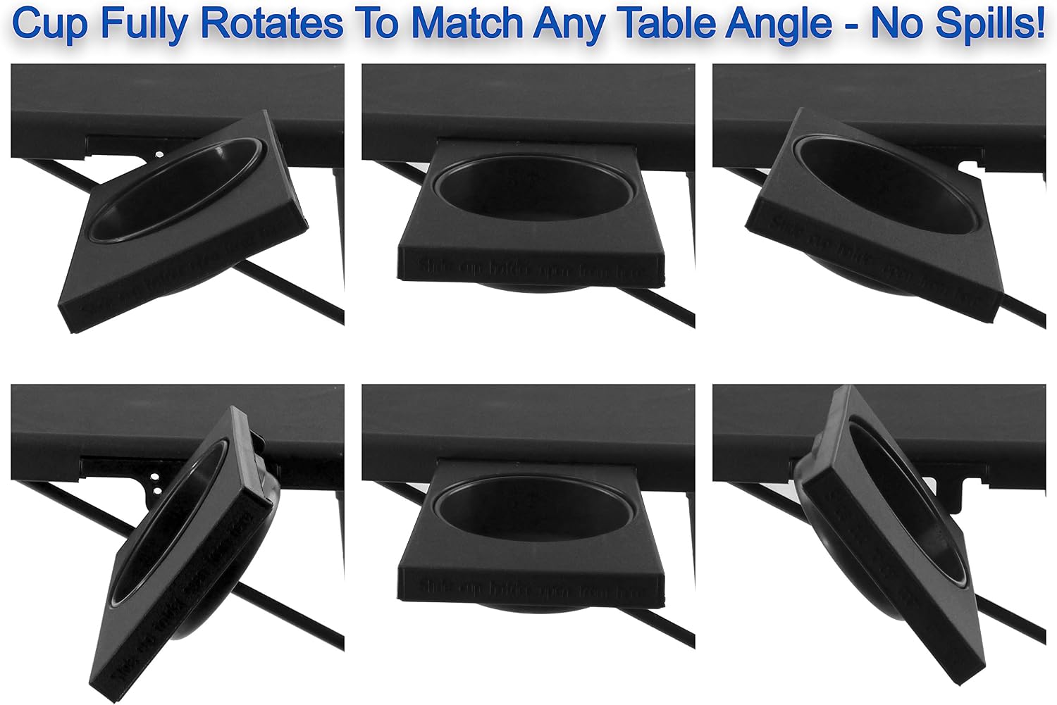Portable Foldable TV Tray Table - Laptop, Eating, Drawing Tray Table Stand with Adjustable Tray with Sliding Adjustable Cup Holder - 5StarSuperDeals - (Black)