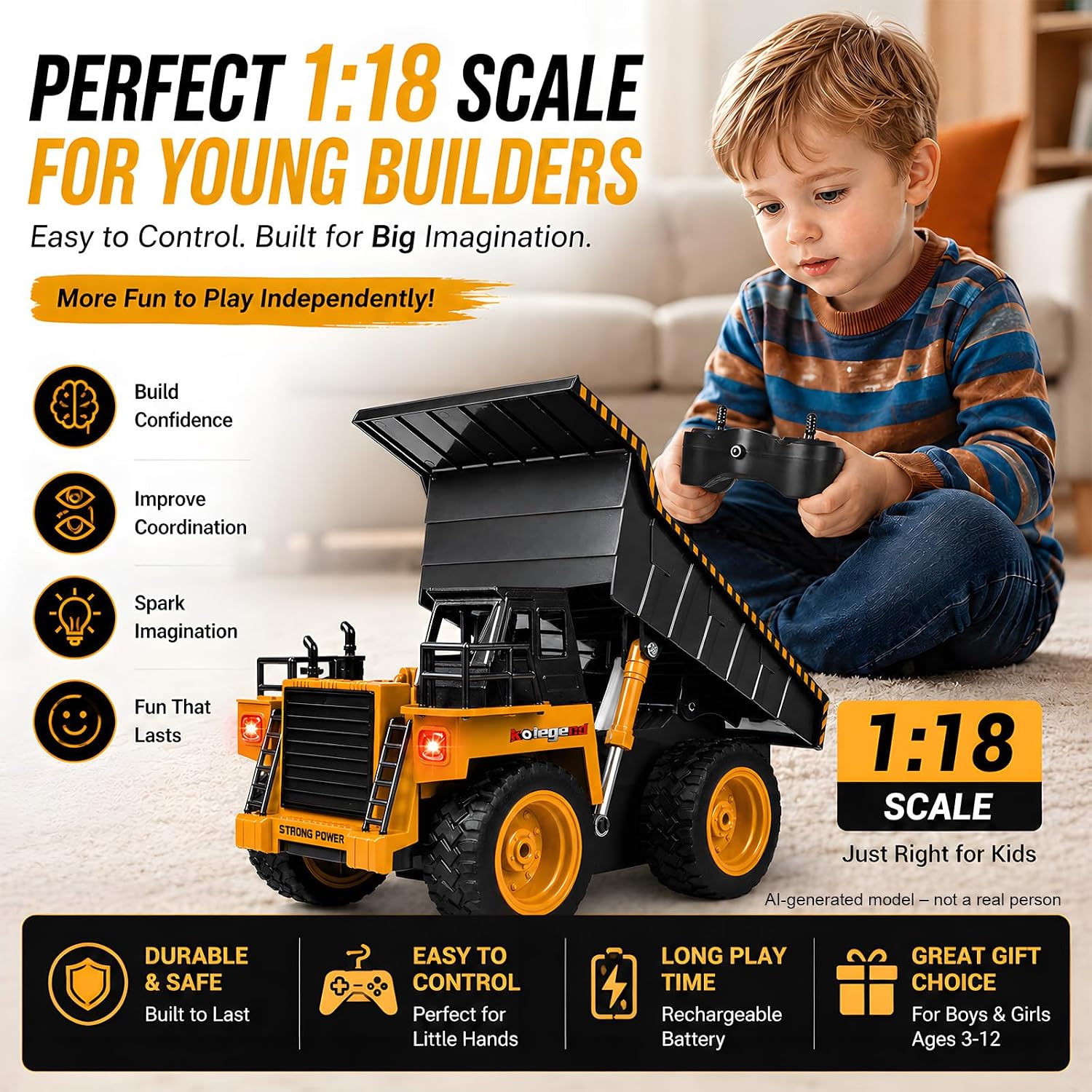 kolegend Remote Control Excavator Toy 1/14 Scale RC Excavator