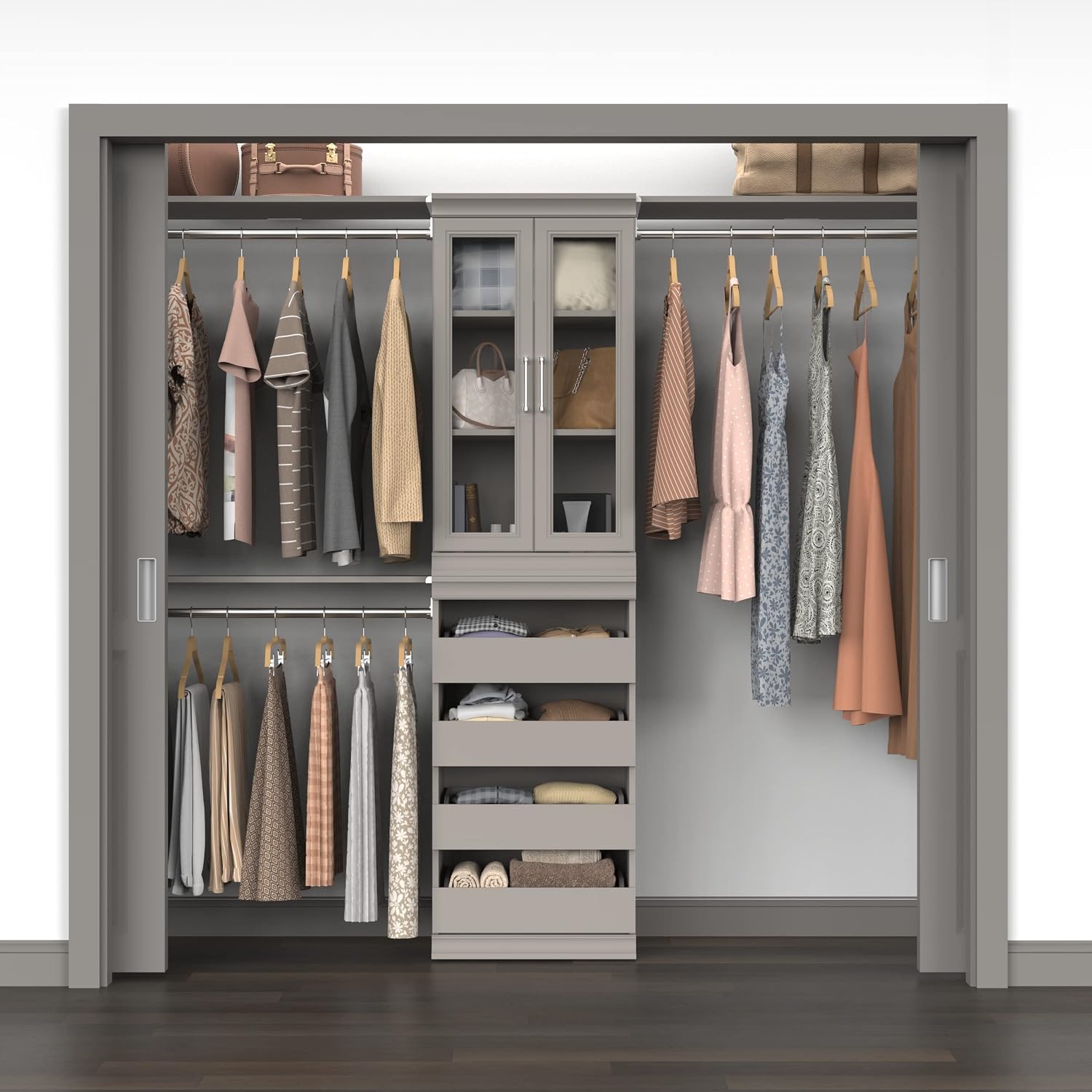 ClosetMaid Modular Storage Unit with 4 Drawers, Wood Closet Organizer, Stacking, Full Backer, Storage, Decorative Trim, White