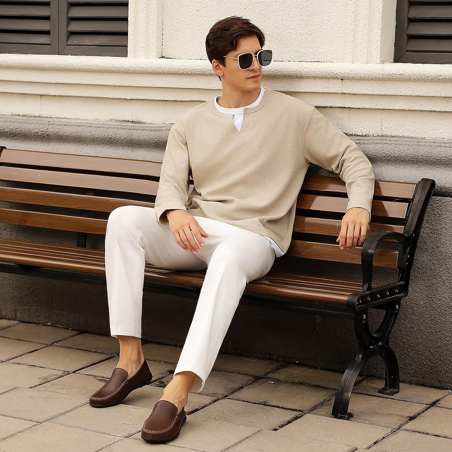 Go Tour Men's Premium Genuine Leather Casual Slip on Loafers Breathable Driving Shoes Fashion Slipper