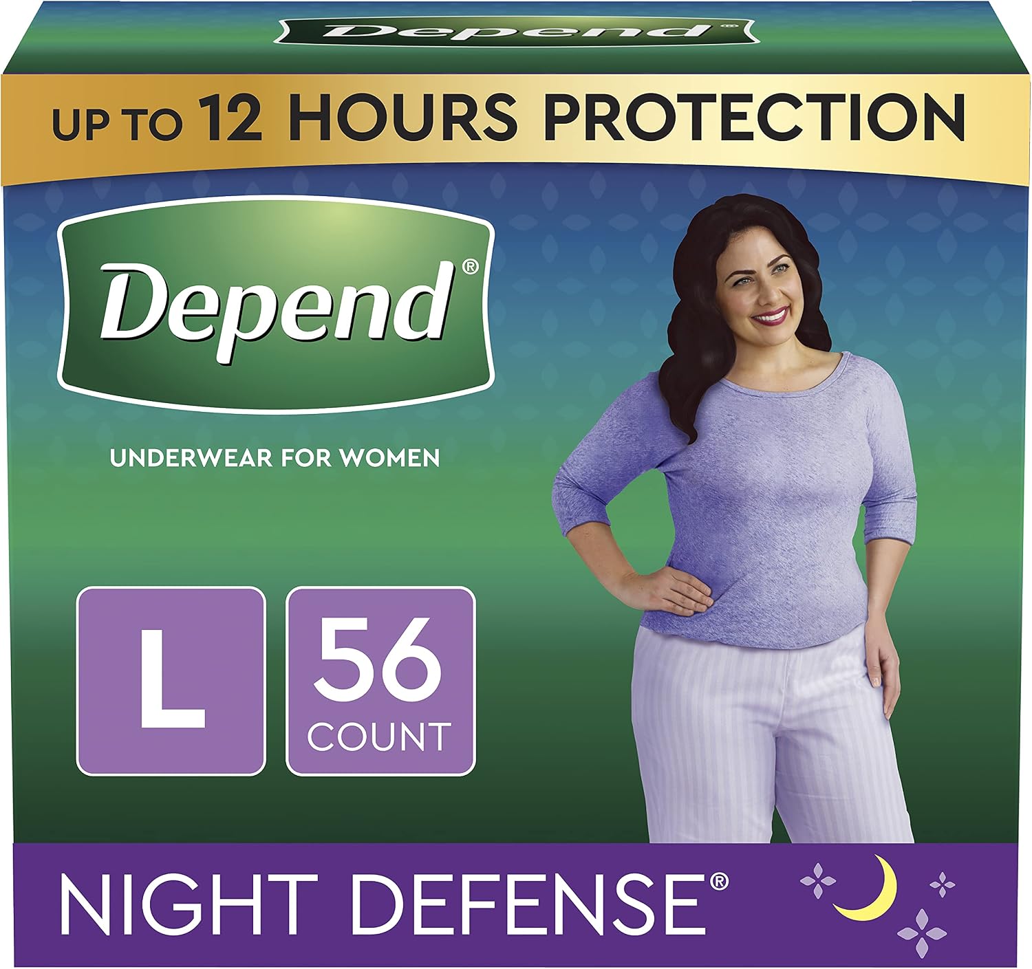 Depend Night Defense Adult Incontinence & Postpartum Bladder Leak Underwear for Women, Disposable, Overnight, Large, Blush, 14 Count