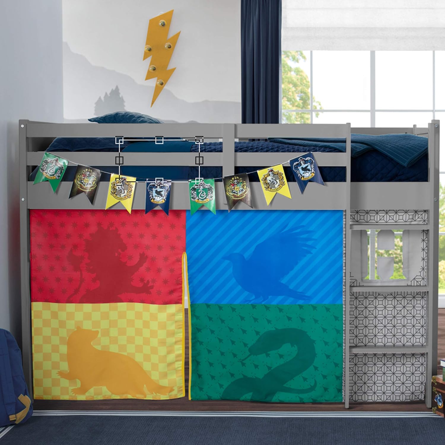Delta Children Twin Loft Bed with Guardrail and Ladder (Coordinates with Loft Bed Tents Sold Separately), White