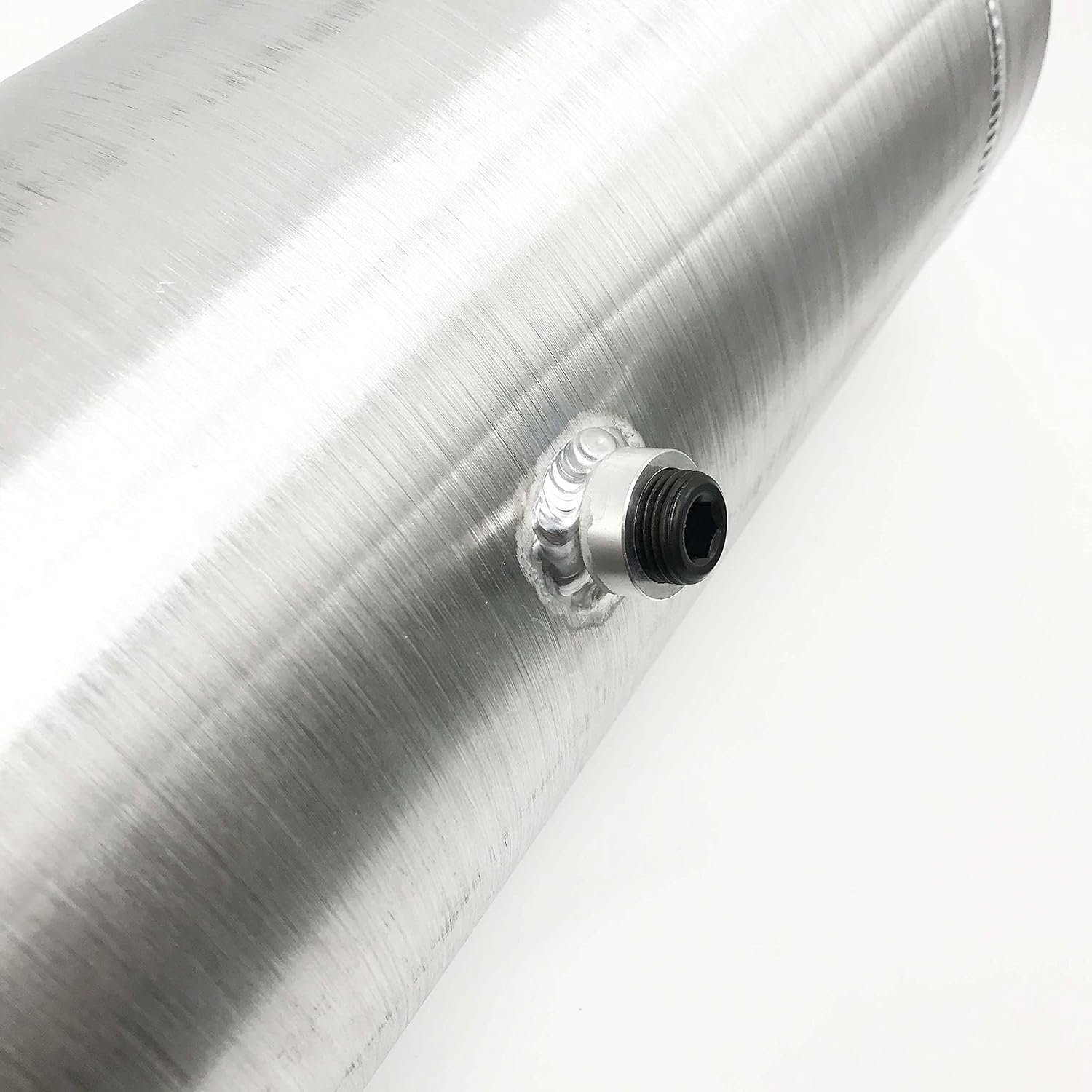 JSD 5 Gallons 8”x24“ Aluminum Spun Round Fuel Gas Tank Cell Fuel Tank with Bracket End Fill 1/4" NPT Outlet