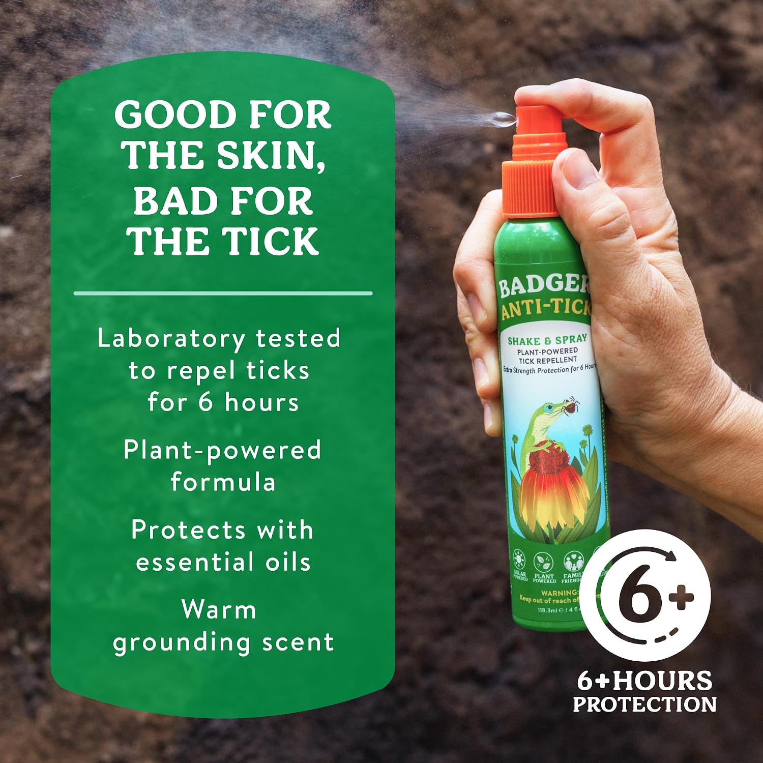 Badger Bug Spray, 3-Hour DEET-Free Mosquito Repellent, Family Friendly, Citronella & Organic Essential Oils, Natural & Vegan Insect Repellent Spray, 4 fl oz Aluminum Bottle