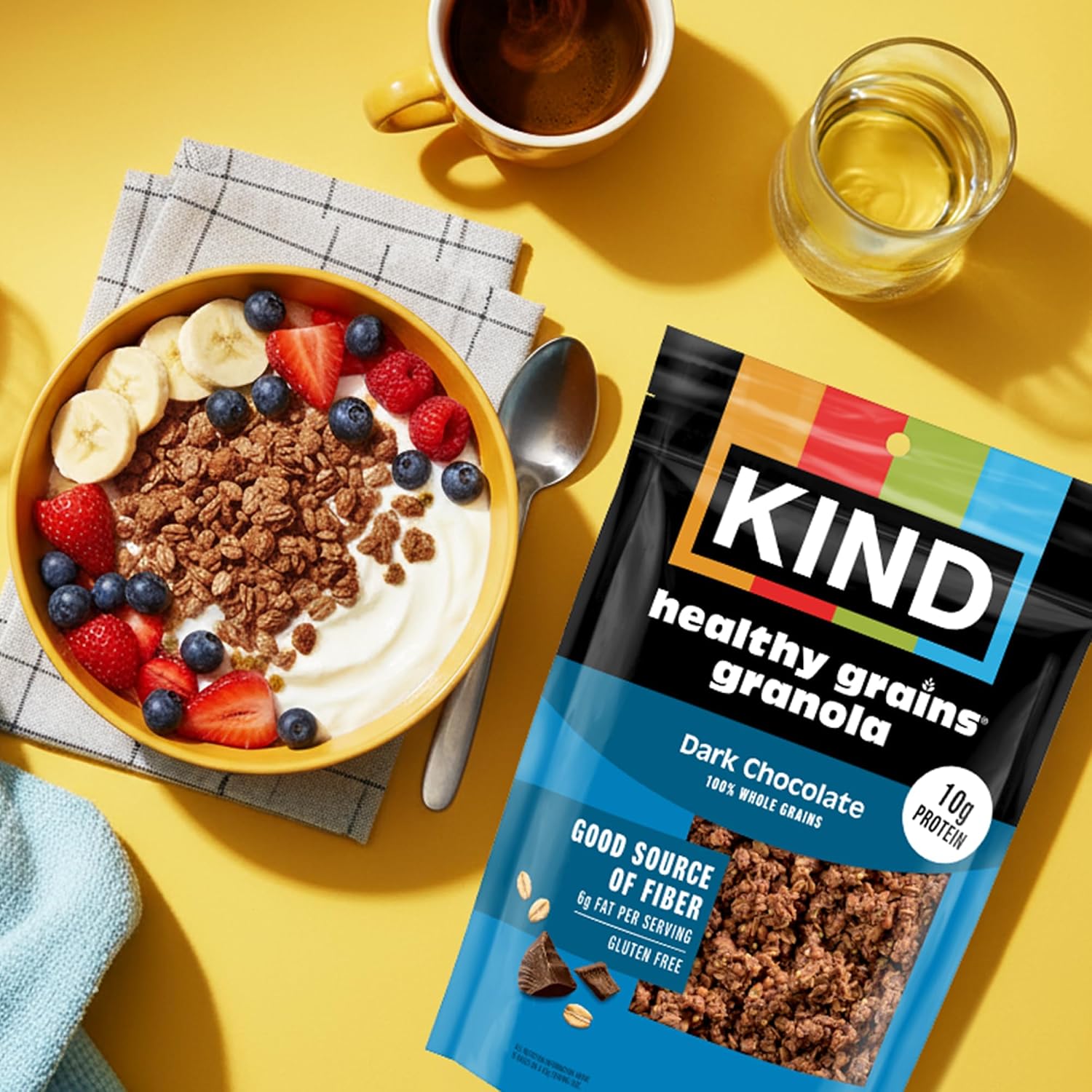 Kind Healthy Grains Granola, Dark Chocolate Clusters, Gluten Free, Healthy Snack Mix, 10g Protein, 11oz, 3 Count