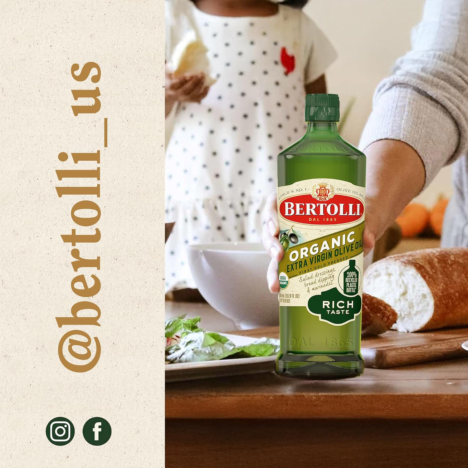 Bertolli Organic Extra Virgin Olive Oil, First Cold Pressed, 25.4 fl oz