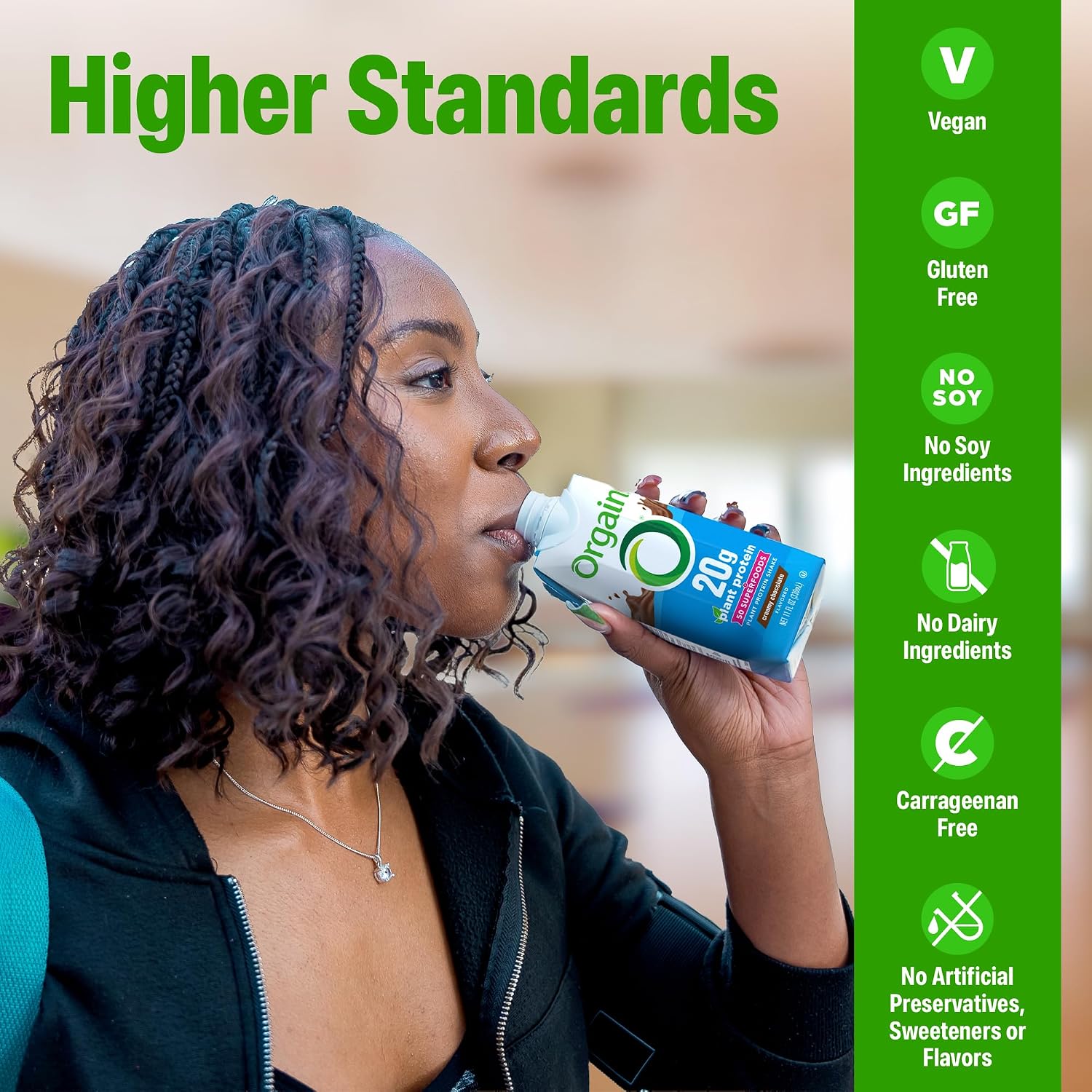 Orgain Organic 20g Vegan High Protein Shake, Chocolate, 11 oz, 12pk