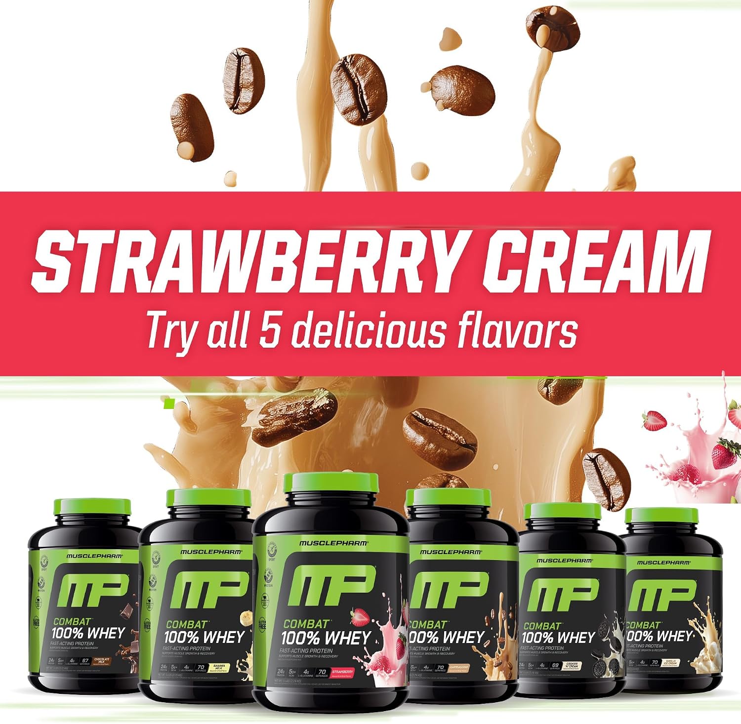 MusclePharm Combat 100% Whey Protein Powder, Vanilla Flavor, Fast Recovery & Muscle Gain with Whey Protein Isolate, High Protein Powder for Women & Men, Gluten Free, 5 lb, 70 Servings | Whey Protein Isolate, Fast Recovery Support, Muscle Gain Support, Hi…