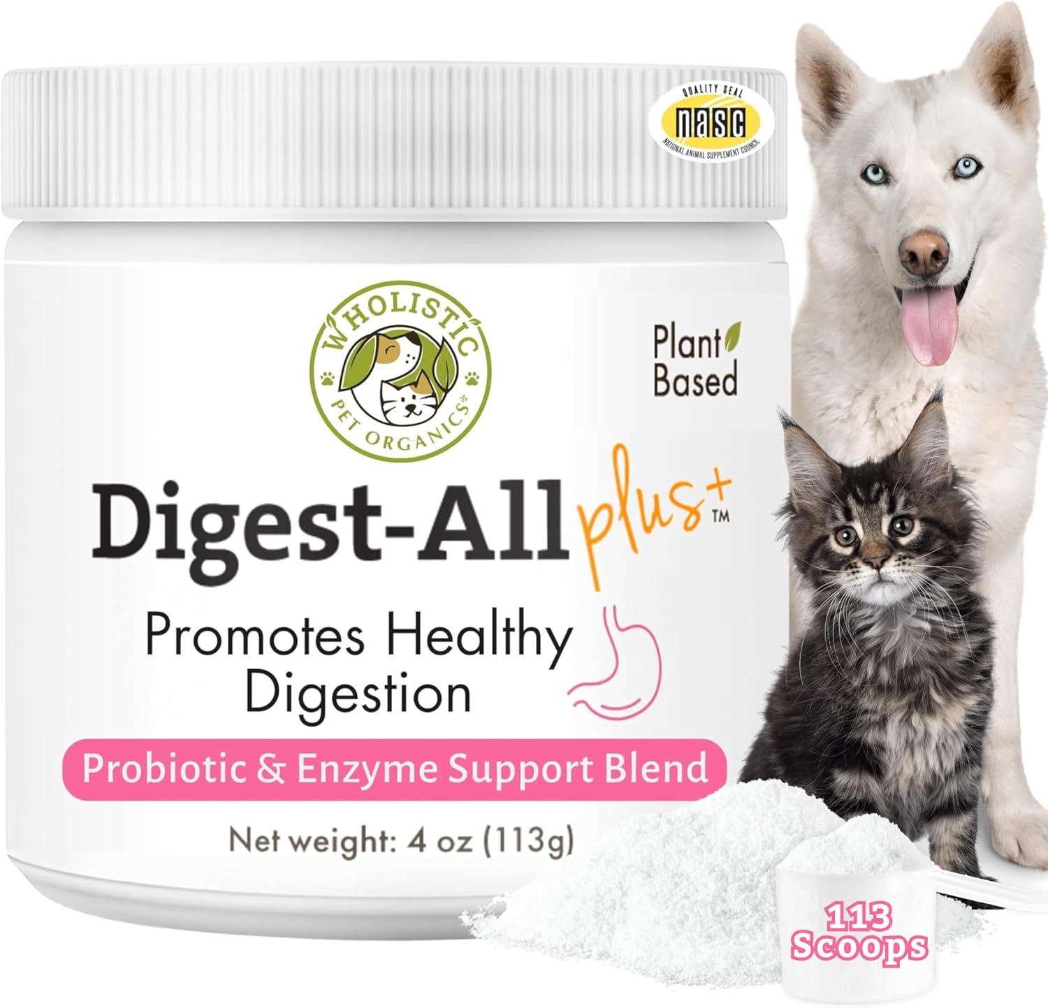Probiotics for Dogs and Cats for Gut & Digestive Health | 2 Oz | 57 Scoops | 10B CFUs for Digestion, Nutrient Absorption, and Gut Balance | Cat & Dog Probiotics with Prebiotics and Digestive Enzymes