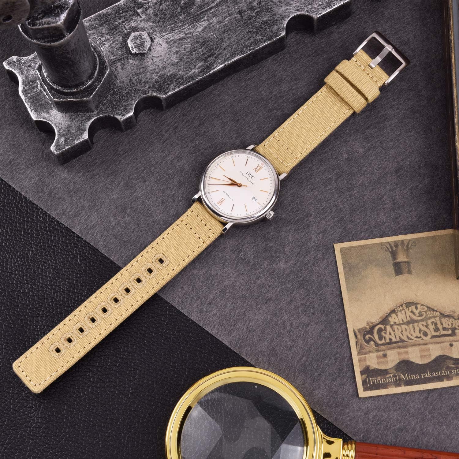 Ritche Christmas Gift Canvas Vintage Quick Release Watch Band 18mm 20mm 22mm 24mm Replacement Watch Straps for Men Women, White Elephant Gifts, Stocking Stuffers for Men, Father's Day gifts