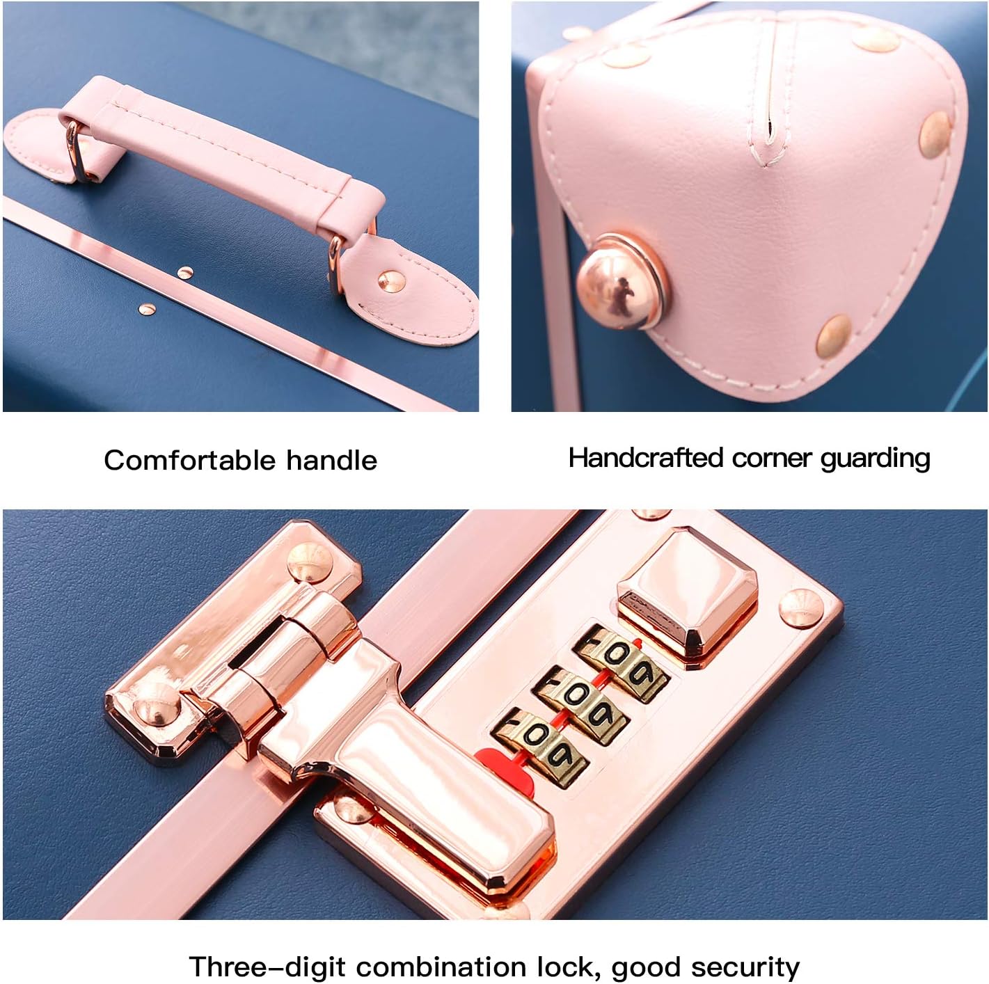 urecity Vintage and Cute Carry-on Overnight Case Non-wheeled Mini Leather Trunk Suitcase with Shoulder Strap