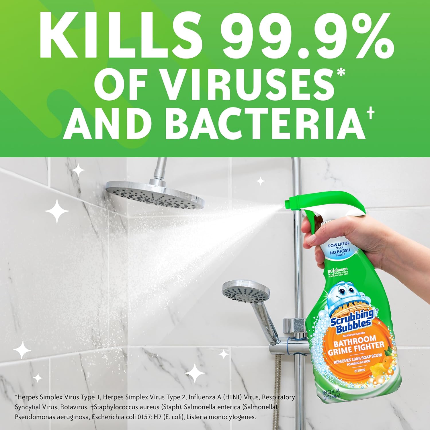 Scrubbing Bubble Bathroom Grime Fighter, Floral Fusion Scent, 32 oz Spray Bottle