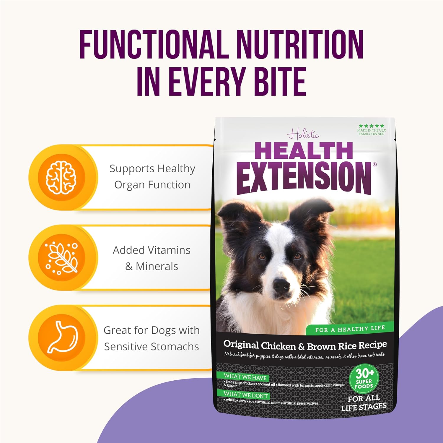 Health Extension Lamb & Brown Rice Dry Dog Food, Protein Packed Formula with Probiotics & Superfoods for Digestion & Coat Health (30 lb)