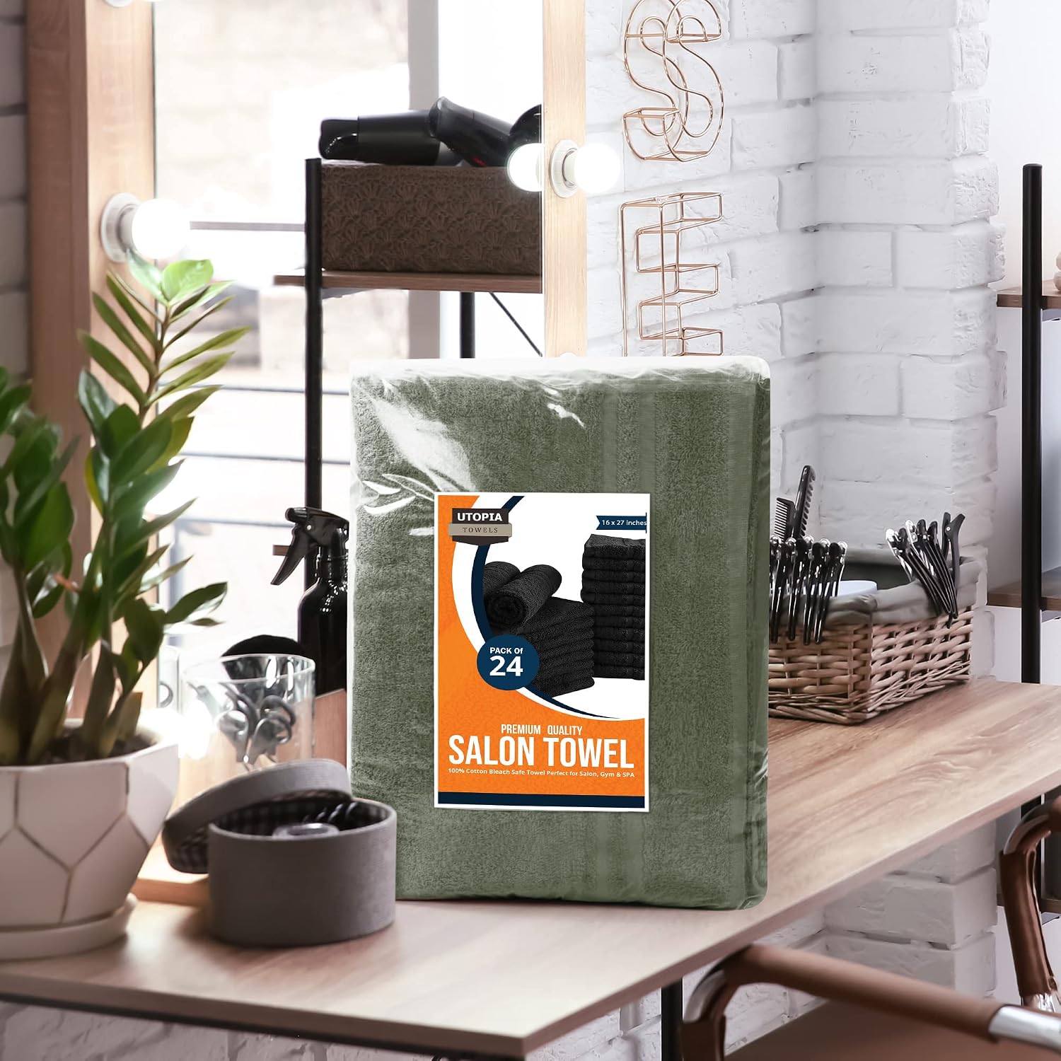 Utopia Towels Bleach Proof Salon Towels, Pack of 24, 16x27 in, Black | Bleach Safe 100% Cotton Salon Towels - Super Absorbent, Durable Ideal for Salon