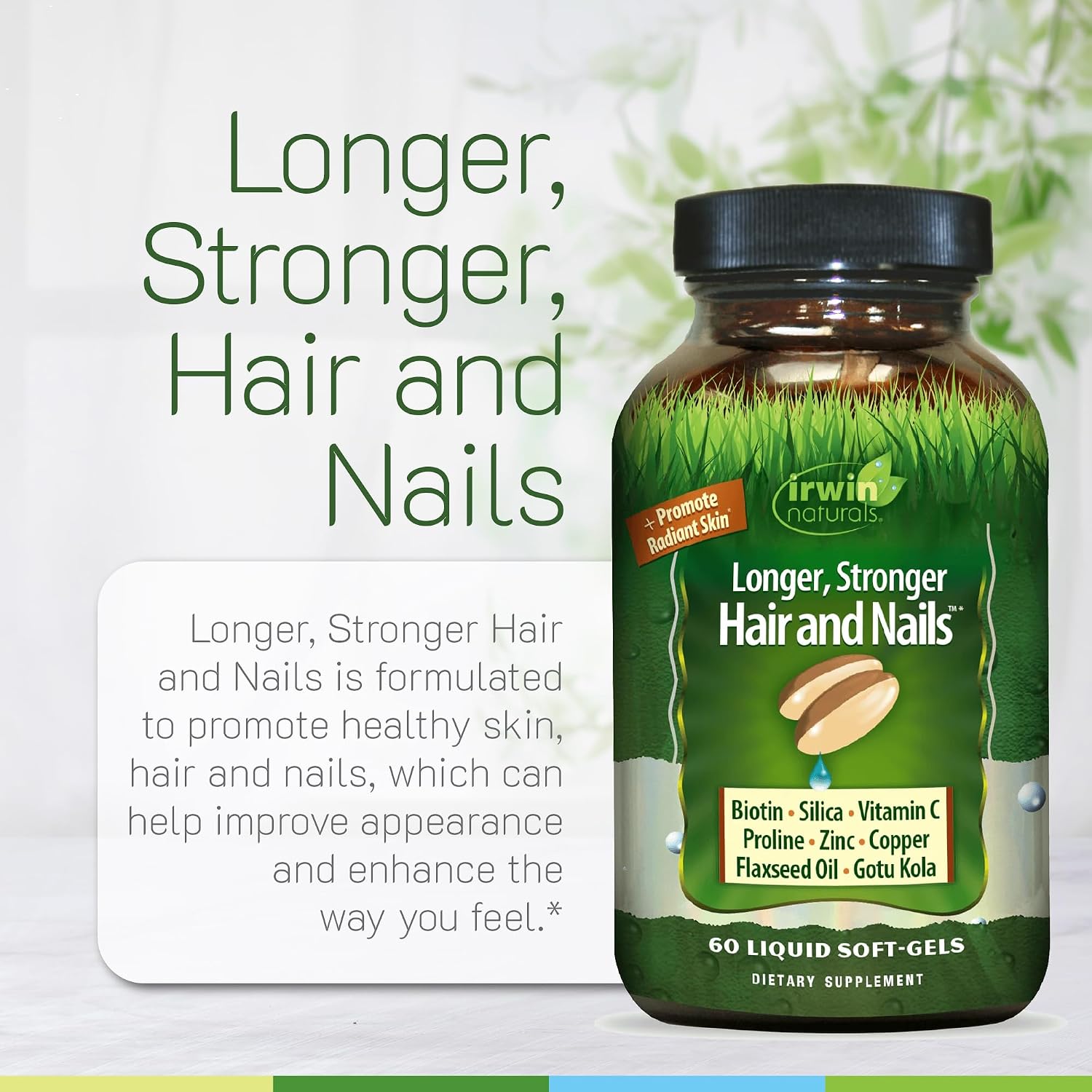 Irwin Naturals Healthy Skin & Hair Plus Nails by Irwin Naturals 2-Pack | Nutrient Rich | Provides Shine and Strength | 2 X 60 Softgels