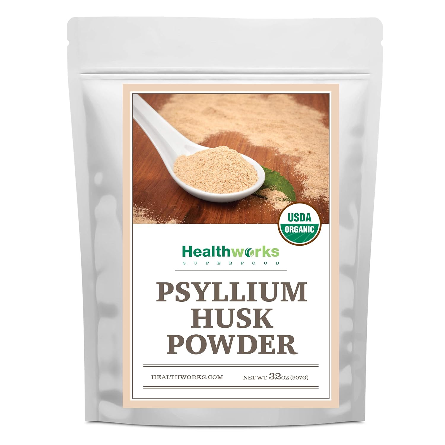Healthworks Superfoods Organic Psyllium Husk Powder 2 lb Keto Soluble Fiber | Organic, Powder, 1 lb, Soluble Fiber, Digestive Support, Keto, Non-GMO, Vegan, For Gut Health, Prebiotic, Gluten-Free, Paleo