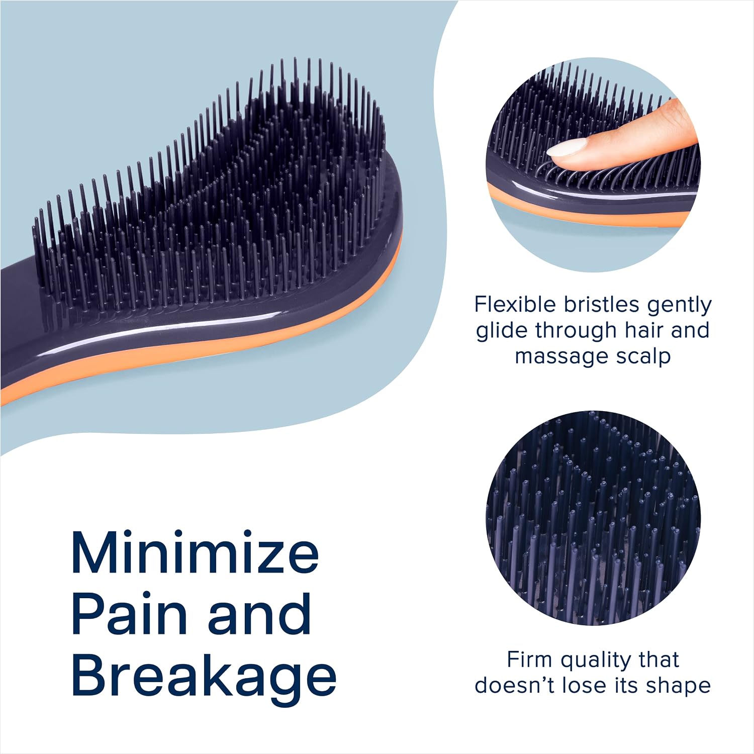 Crave Naturals Glide Thru Hair Brush - Detangler Brush for Curly, Straight, Wet or Dry Hair - Gentle Detangling Brushes for Adults, Kids, Toddlers - Hair Accessories for Women, 7.5x3" - Pink