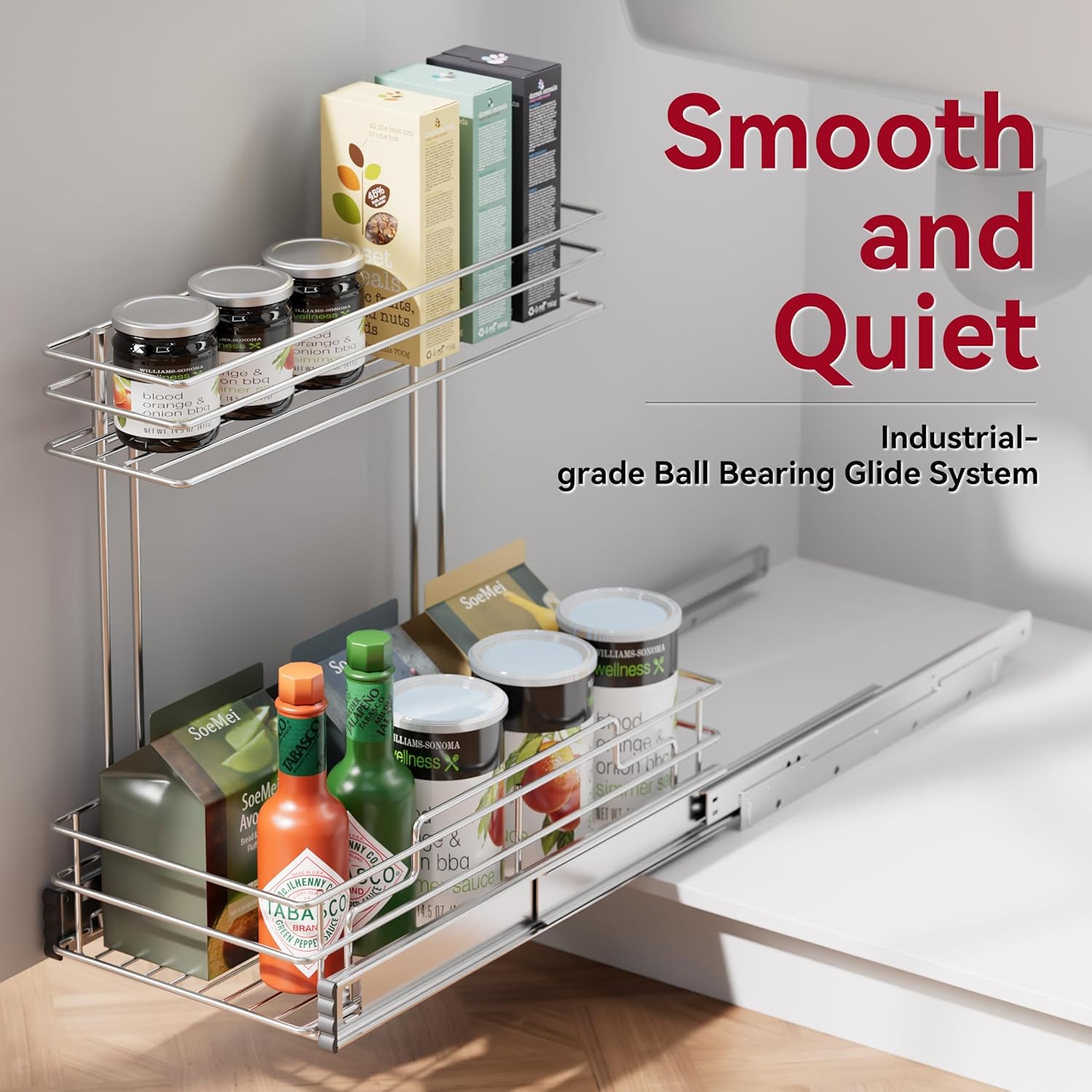 Under Sink Organizer 9" W X19 D, Pull Out Cabinet Organizer 2 Tier