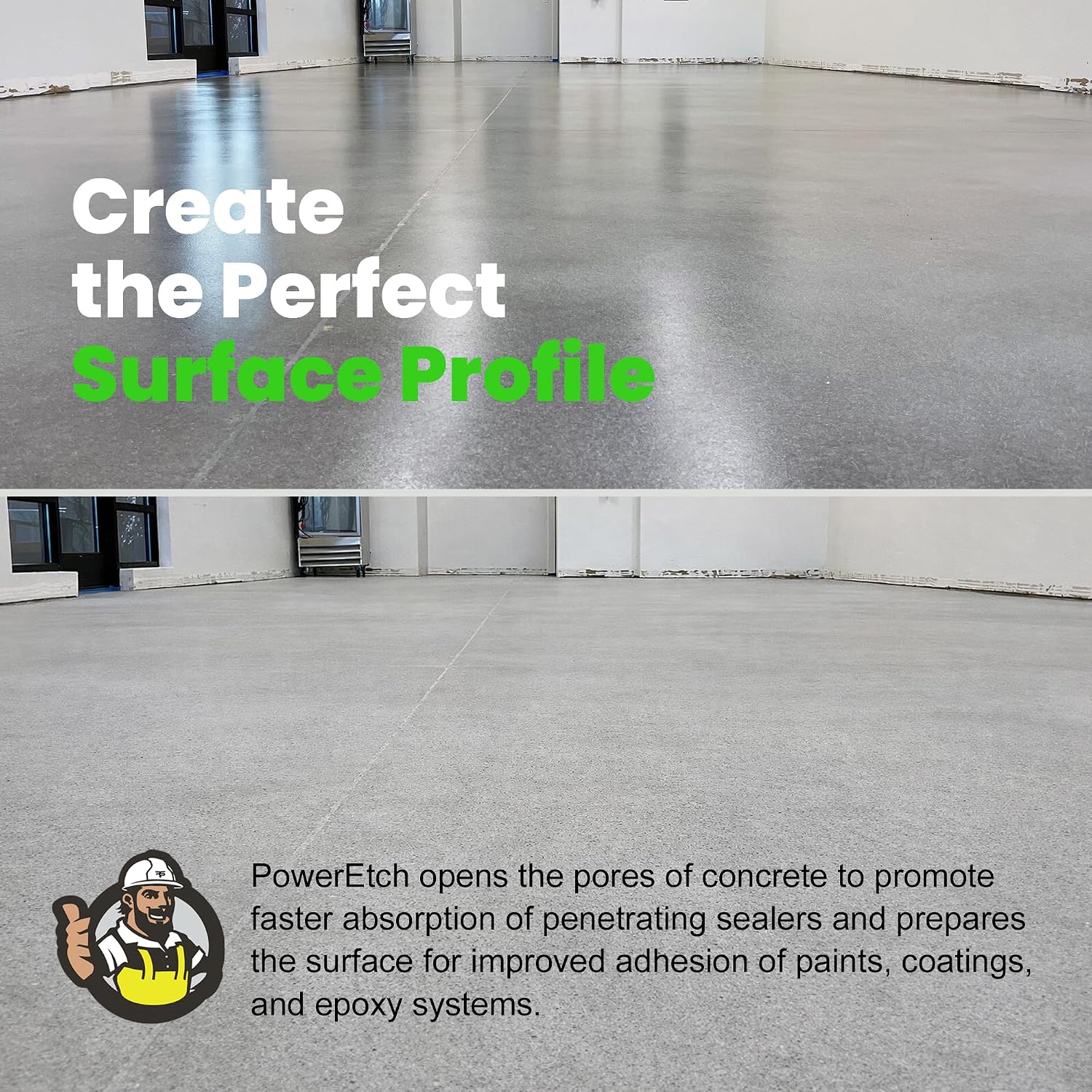 PowerEtch Acid-Free Concrete Etcher & Cleaner – Opens Pores, Boosts Porosity & Improves Adhesion for Sealers, Paints