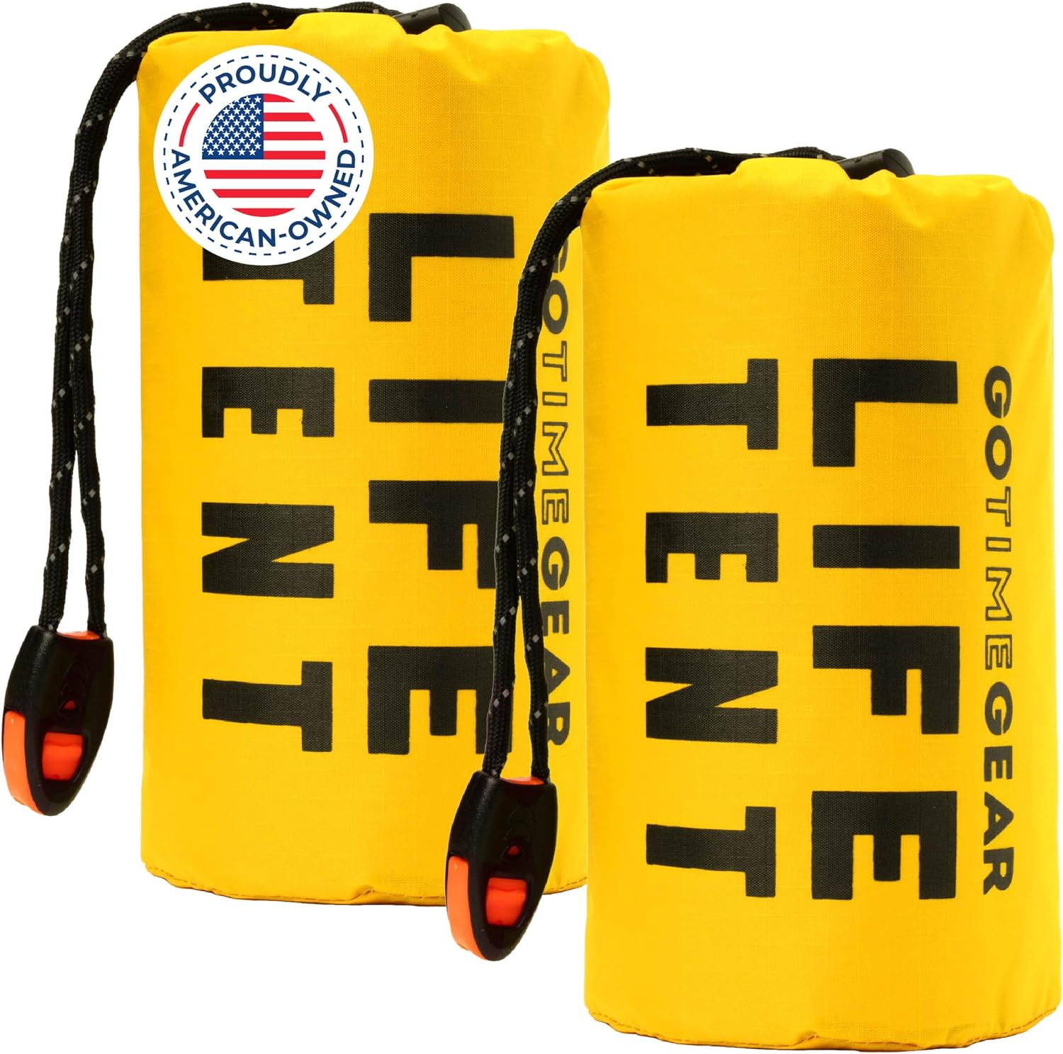 Survival Life Tent • 2 Person Mylar Emergency Shelter Tube Tent + Paracord • All-Weather Protection for Camping, Hiking, & Survival Kits • Includes Emergency Whistle