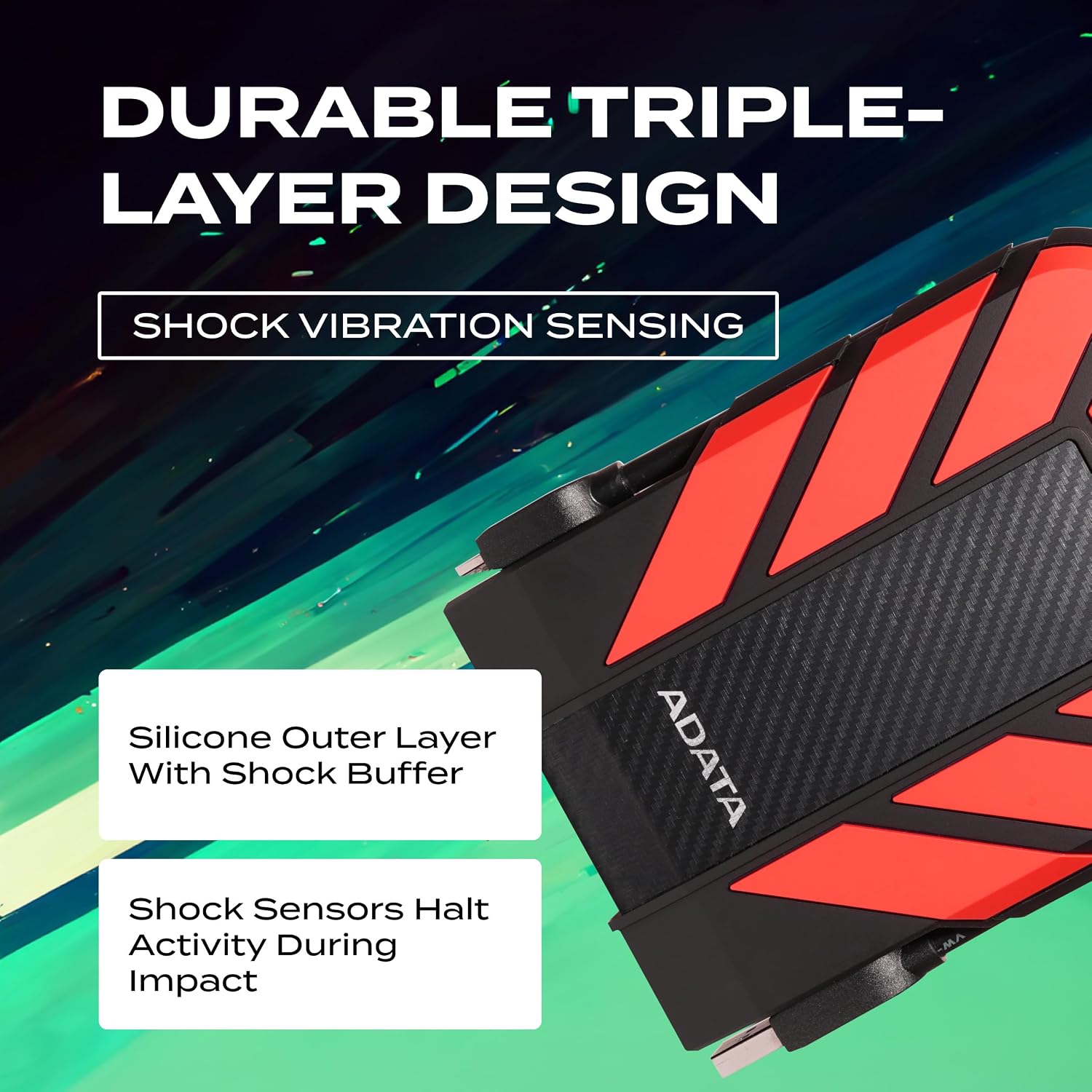 ADATA HD710 Pro - 4 TB External Hard Drive - Shockproof, Waterproof & Dustproof - Durable Storage - For Gamers, Students & Professionals - Mac, PC & Linux Compatible - Black - AHD710P-1TU31-CBK