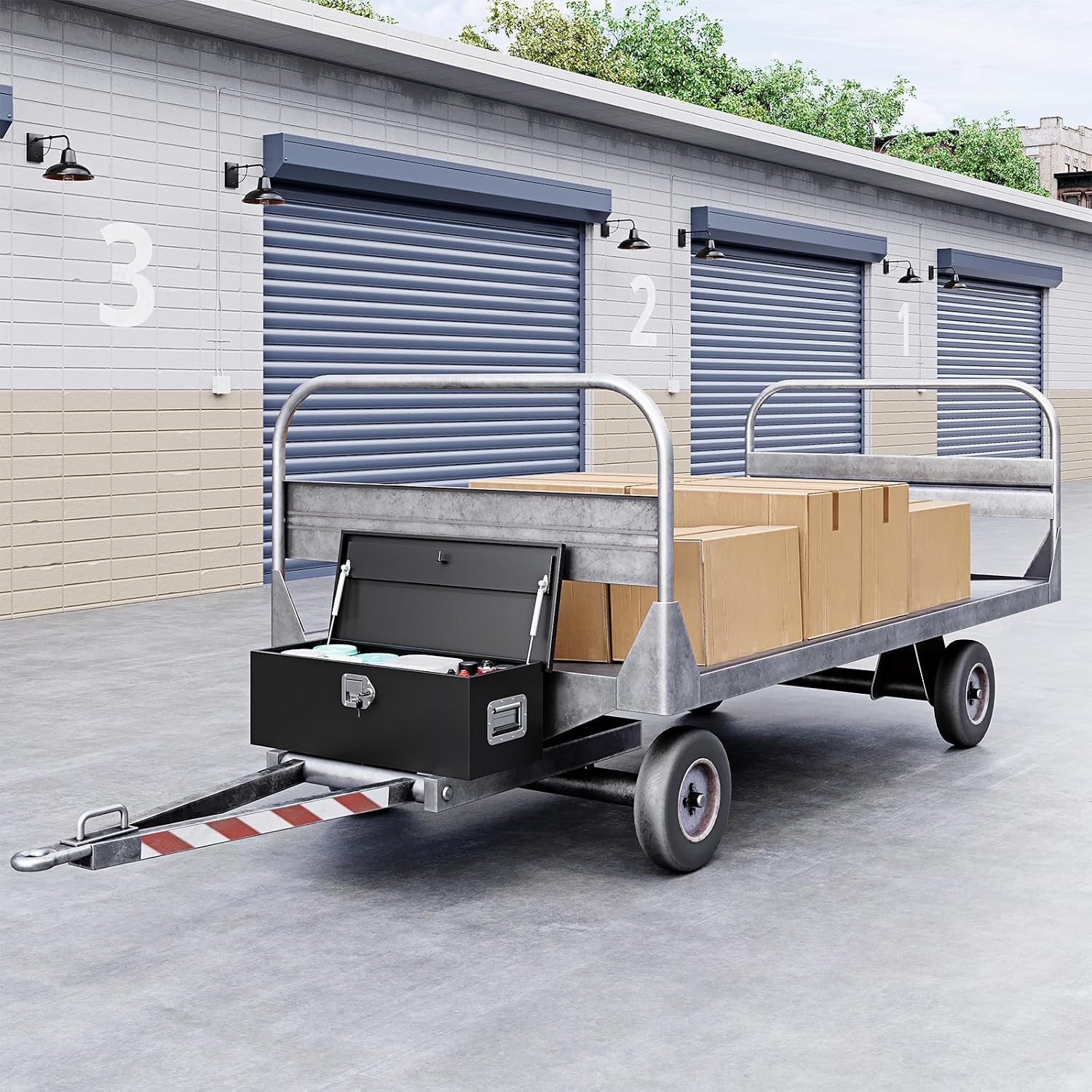 30 Inch Steel Heavy Duty Truck Bed Tool Box, Trailer Tongue Tool Box with Lock and Keys, Tool Box for Storage, Utility Trailer Tool Box for Truck, Pickup, RV, Trailer
