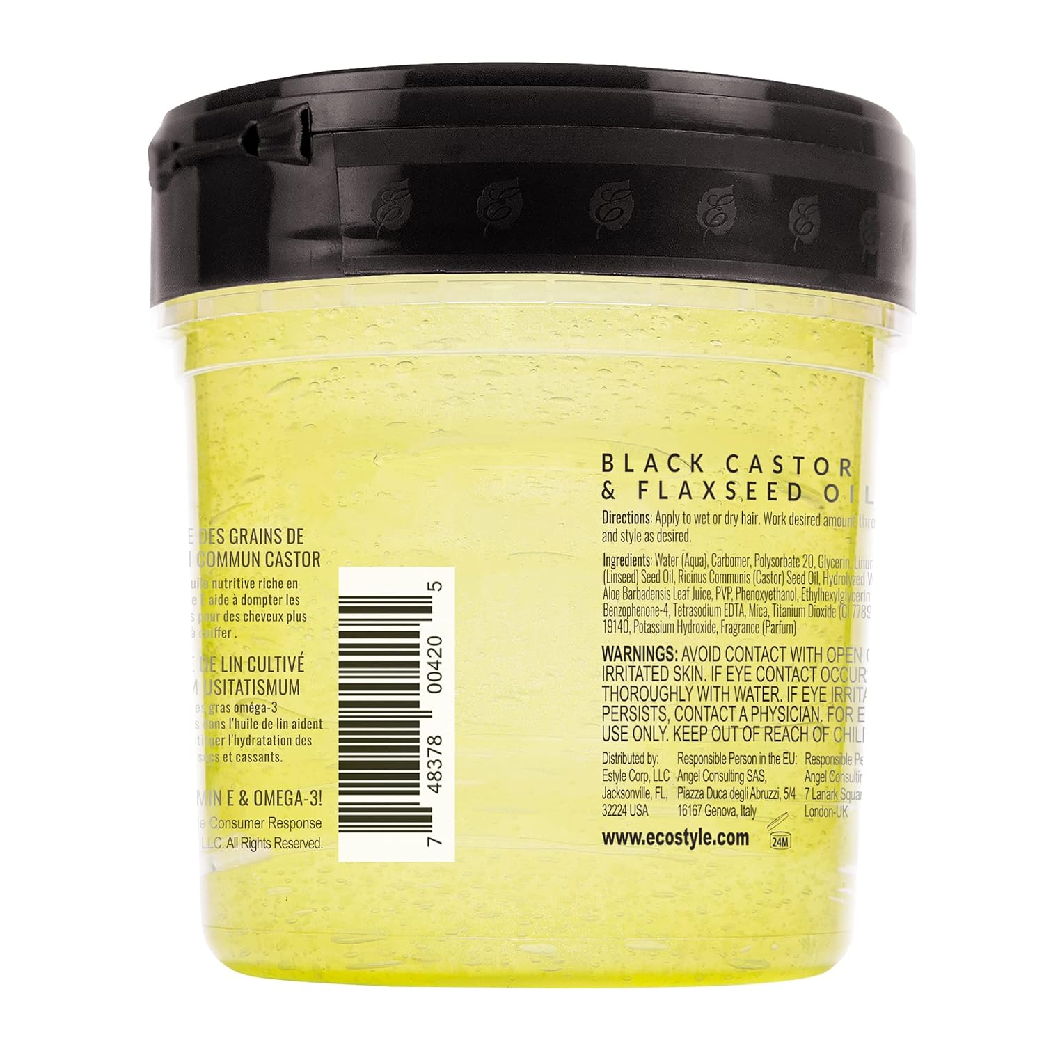 Eco Style Black Castor and Flaxseed Oil Styling Gel - Helps Nourish and Repair Damaged Hair - Promotes Healthy Scalp - Provides Superior and Weightless Hold - Delivers Long Lasting Shine - 8 oz