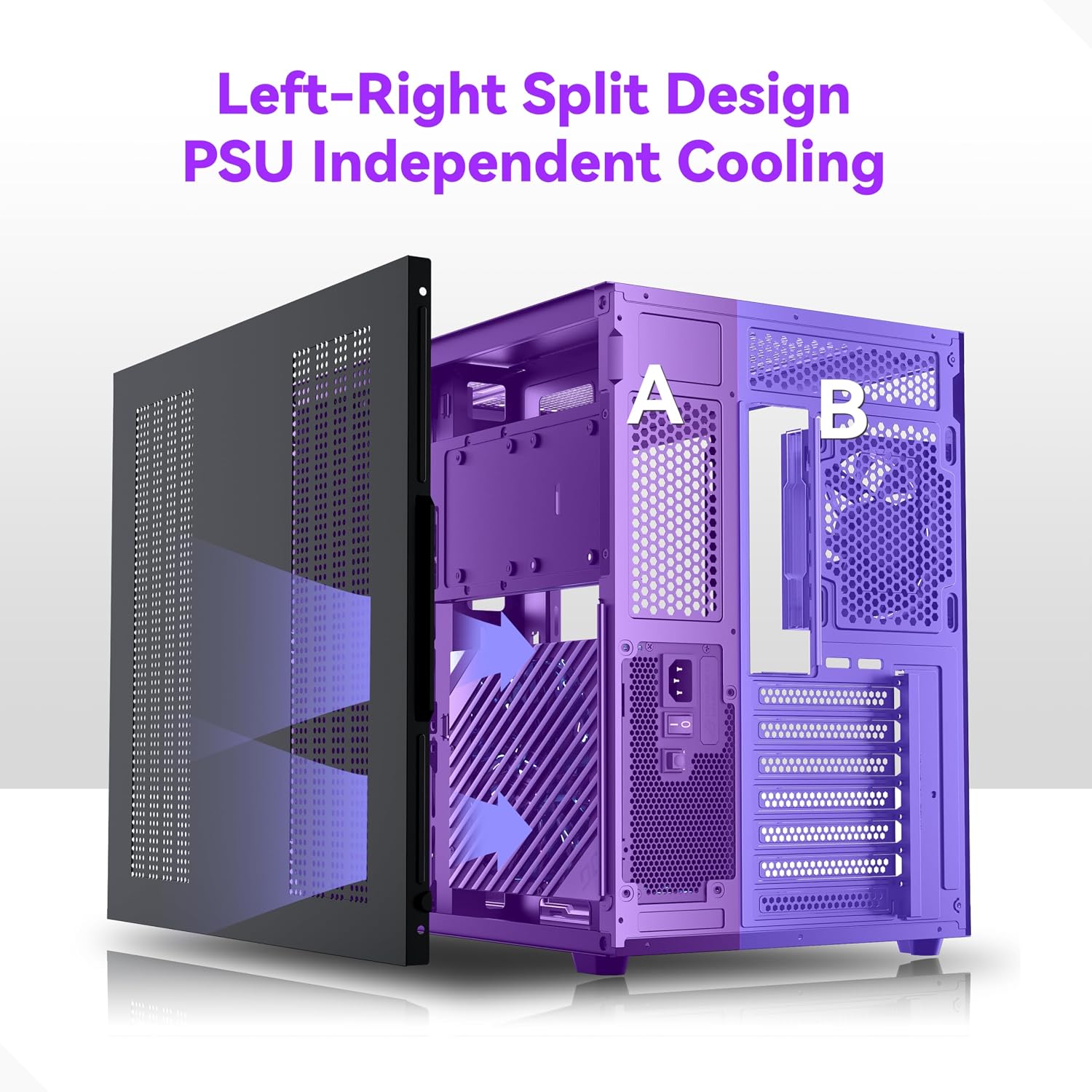 MUSETEX Y6 PC Case, Pre-Installed 7 Infinity Mirror PWM ARGB Fans, ATX Mid Tower Computer Case, Gaming PC Case with Type-C, 270° Full View Tempered Glass, Black