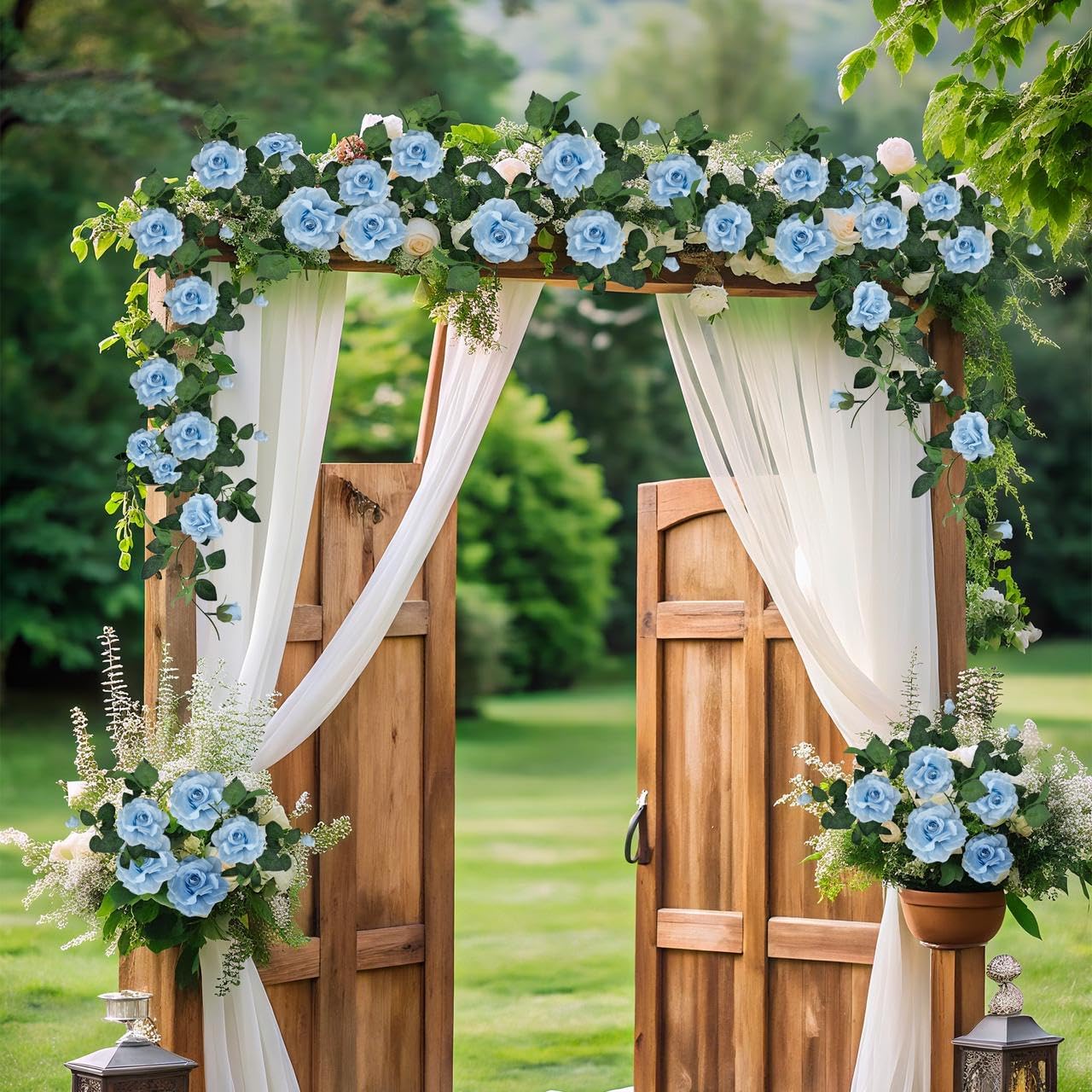 ZIFTY 5Pcs 34FT Flower Garland White Artificial Rose Vine Wedding Decor