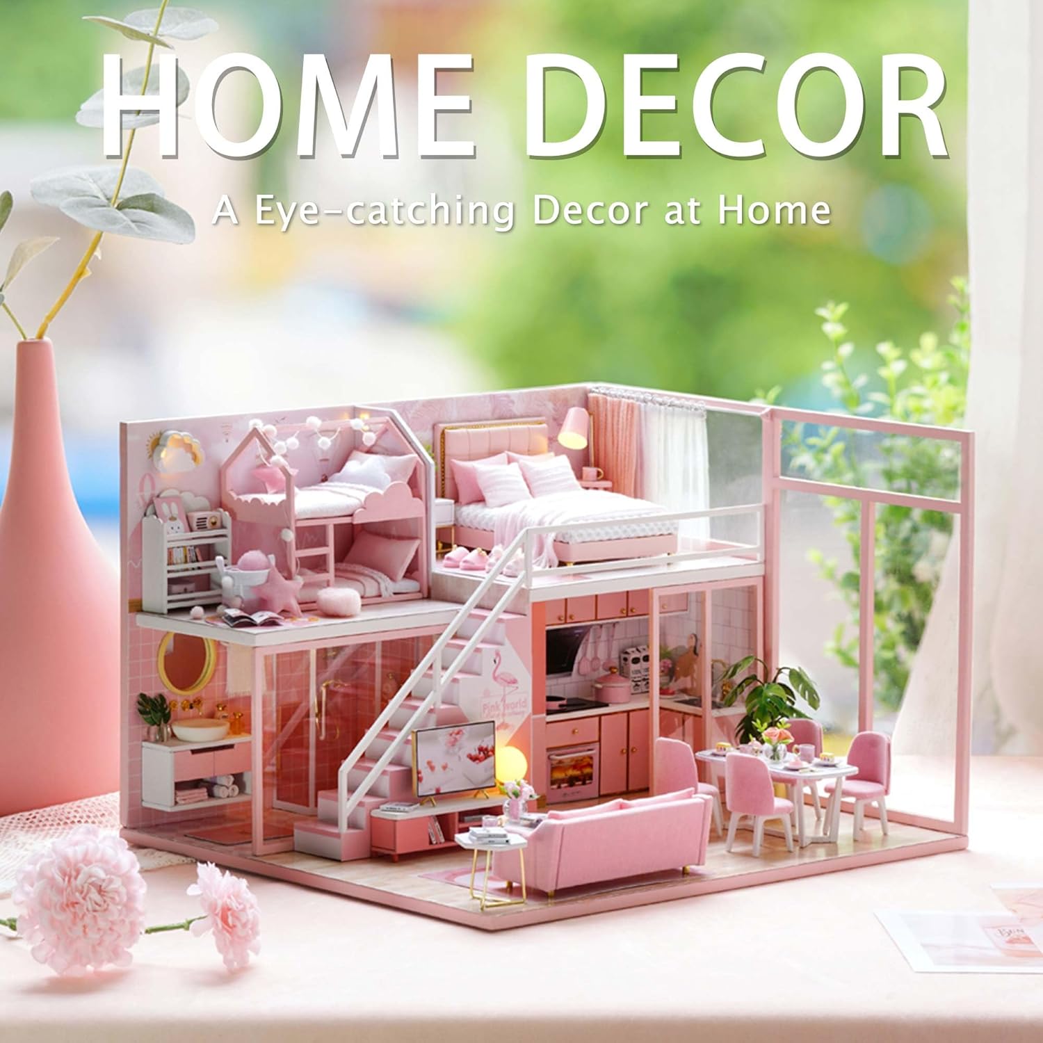 Flever Dollhouse Miniature DIY House Kit Creative Room with Loft Apartment Scene for Romantic Artwork Gift (Tranquil Life)