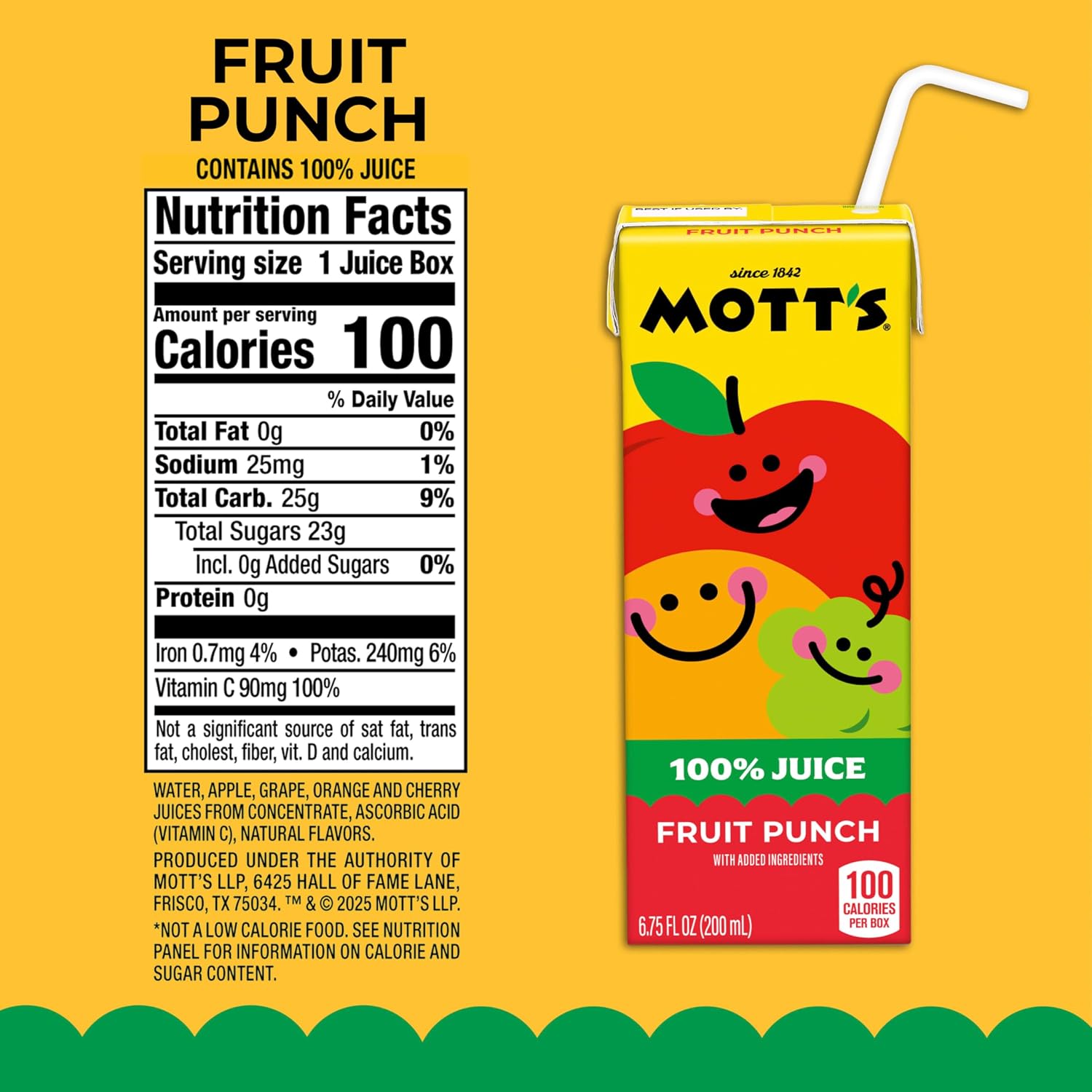 Mott's 100% Original Apple Juice, 6.75 Fl Oz Boxes, 32 Count (4 Packs Of 8), 2 Servings Of Fruit, 100% Fruit Juice, Gluten-free, Caffeine-free, Kosher, Contains No Artificial Colors Or Sweeteners