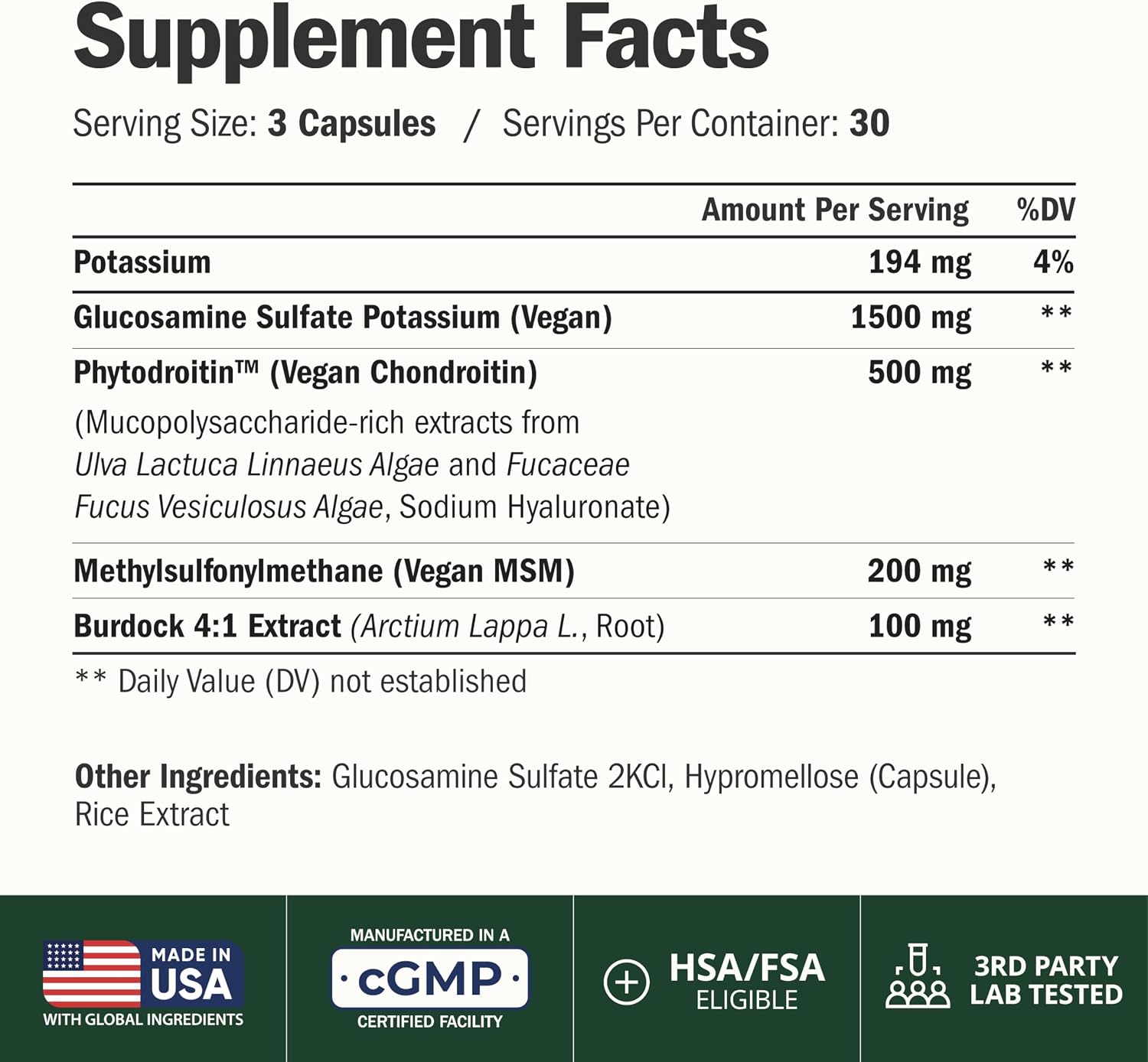 Glucosamine Chondroitin MSM – Joint Support Supplement for Women and Men with Glucosamine Sulfate 1500 mg, Chondroitin and MSM – for Cartilage, Joint Health and Flexibility – 90 Capsules