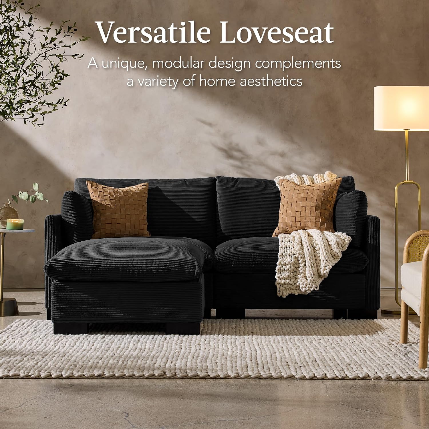Best Choice Products Upholstered Sectional Sofa for Home, Apartment, Dorm, Bonus Room, Compact Spaces w/Chaise Lounge, 3-Seat, L-Shape Design