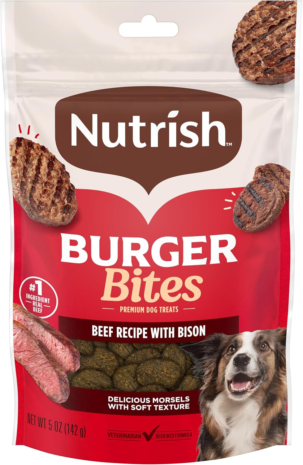 Nutrish Burger Bites Dog Treats, Beef Recipe, 12 oz. Pouch (Rachael Ray)