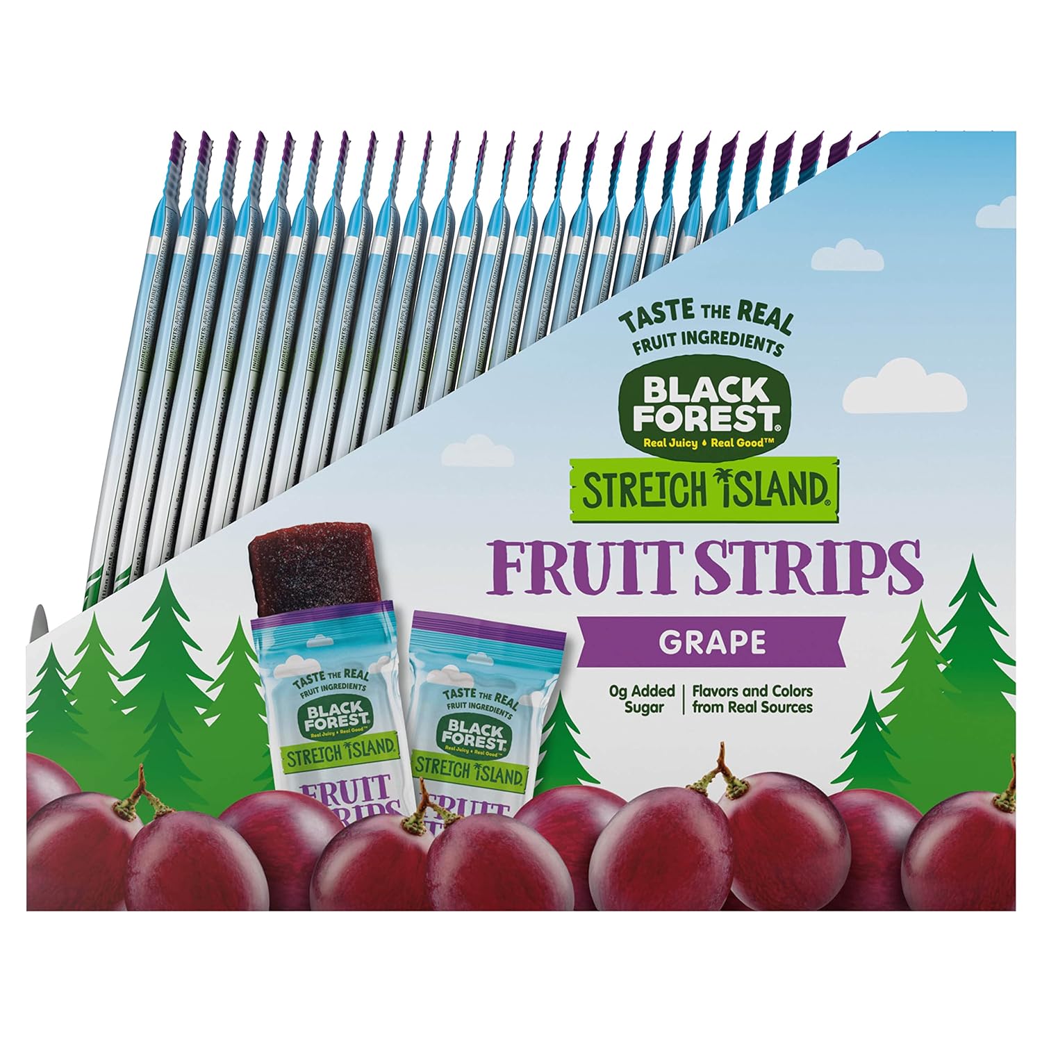 Black Forest, Stretch Island, Fruit Strips, Cherry, Apple, Raspberry, Grape, Strawberry, and Apricot, Zero Grams Added Sugar Non-GMO, 48 ct