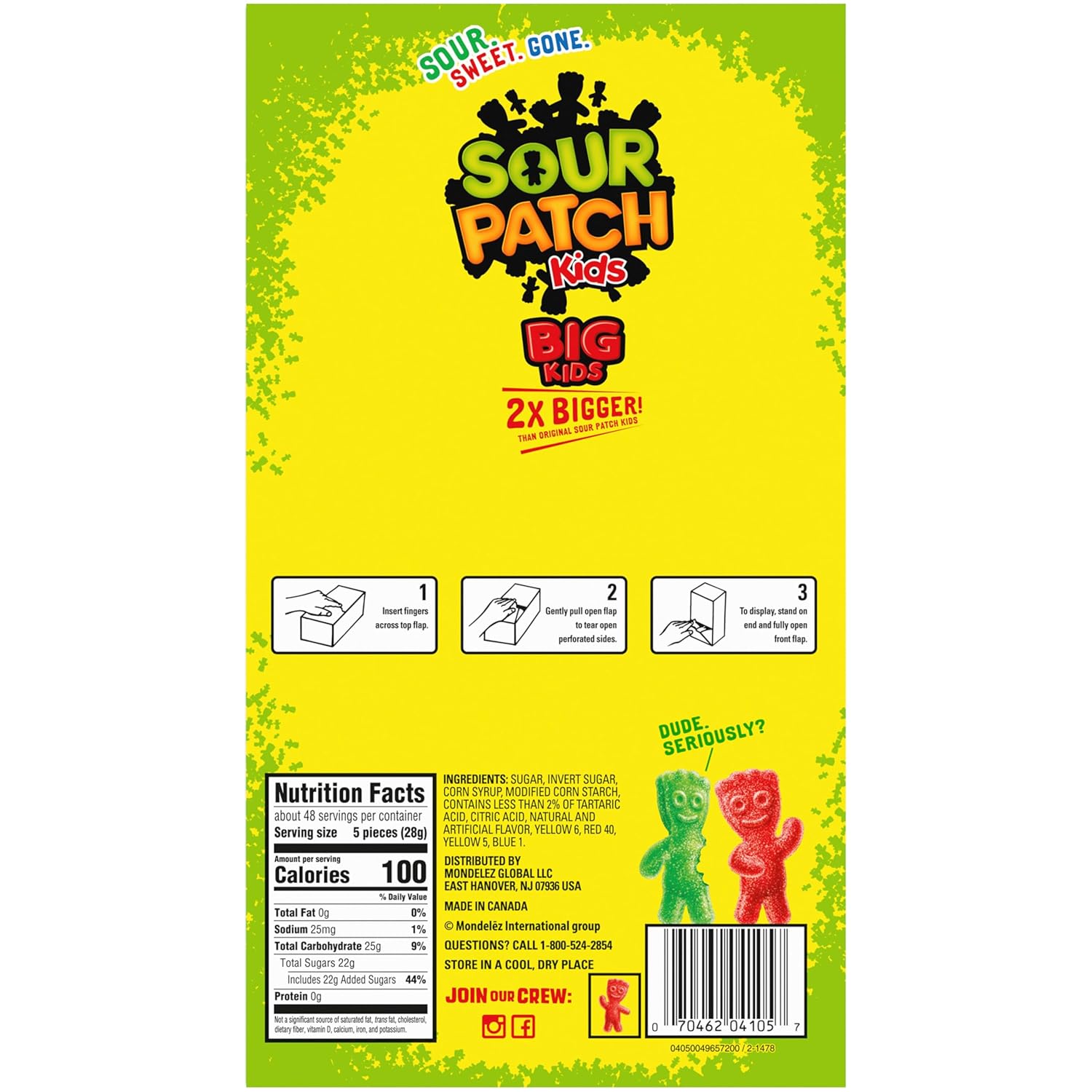SOUR PATCH KIDS Big Kids Soft & Chewy Gummy Candy, 240 Count | Individually Wrapped, Bulk Candy