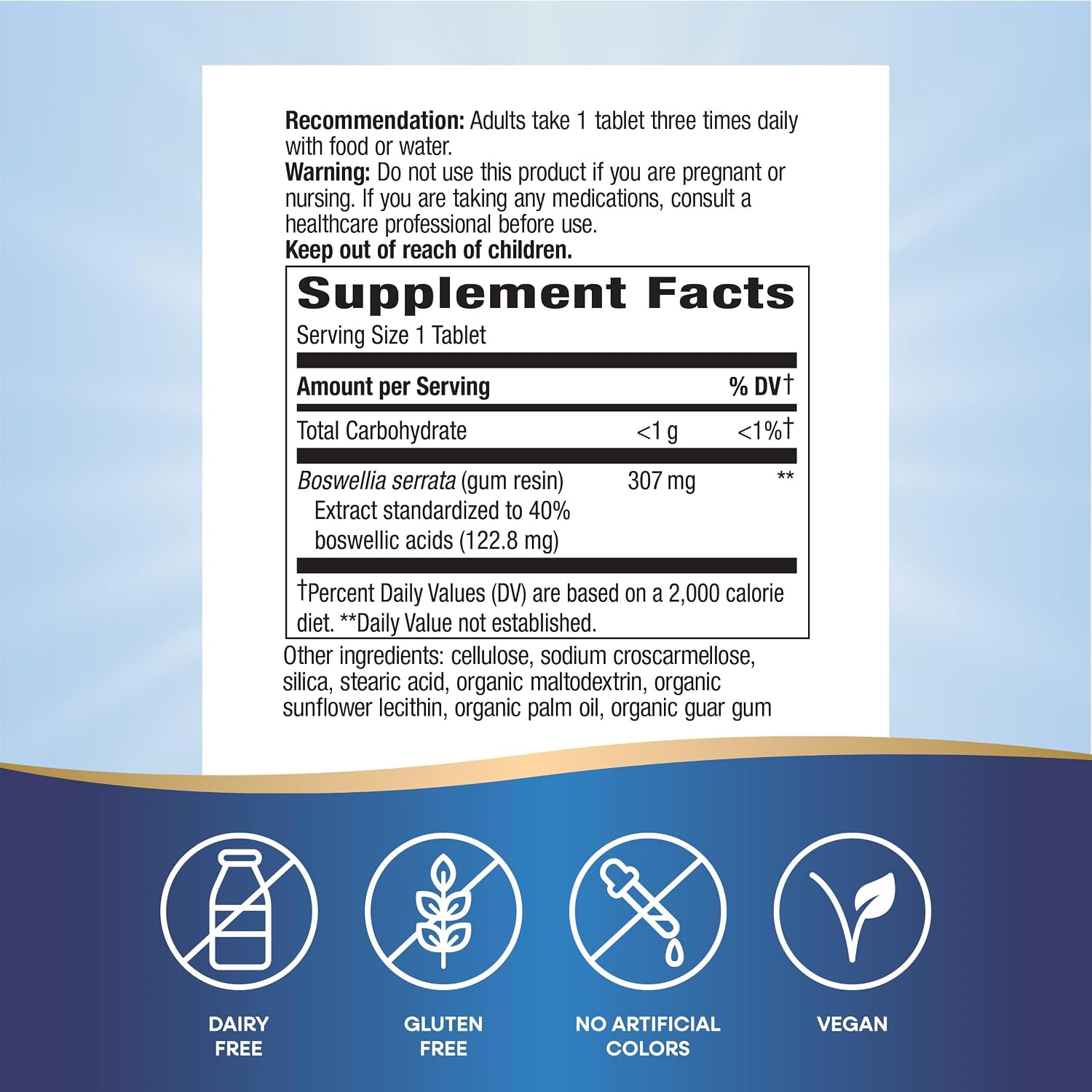 Nature's Way Boswellia Standardized Extract, Supports Joint Mobility*, 307 mg Boswellia serrata Extract per Serving, Frankincense Supplement, Gluten Free & Vegan - 60 Tablets (Packaging May Vary)
