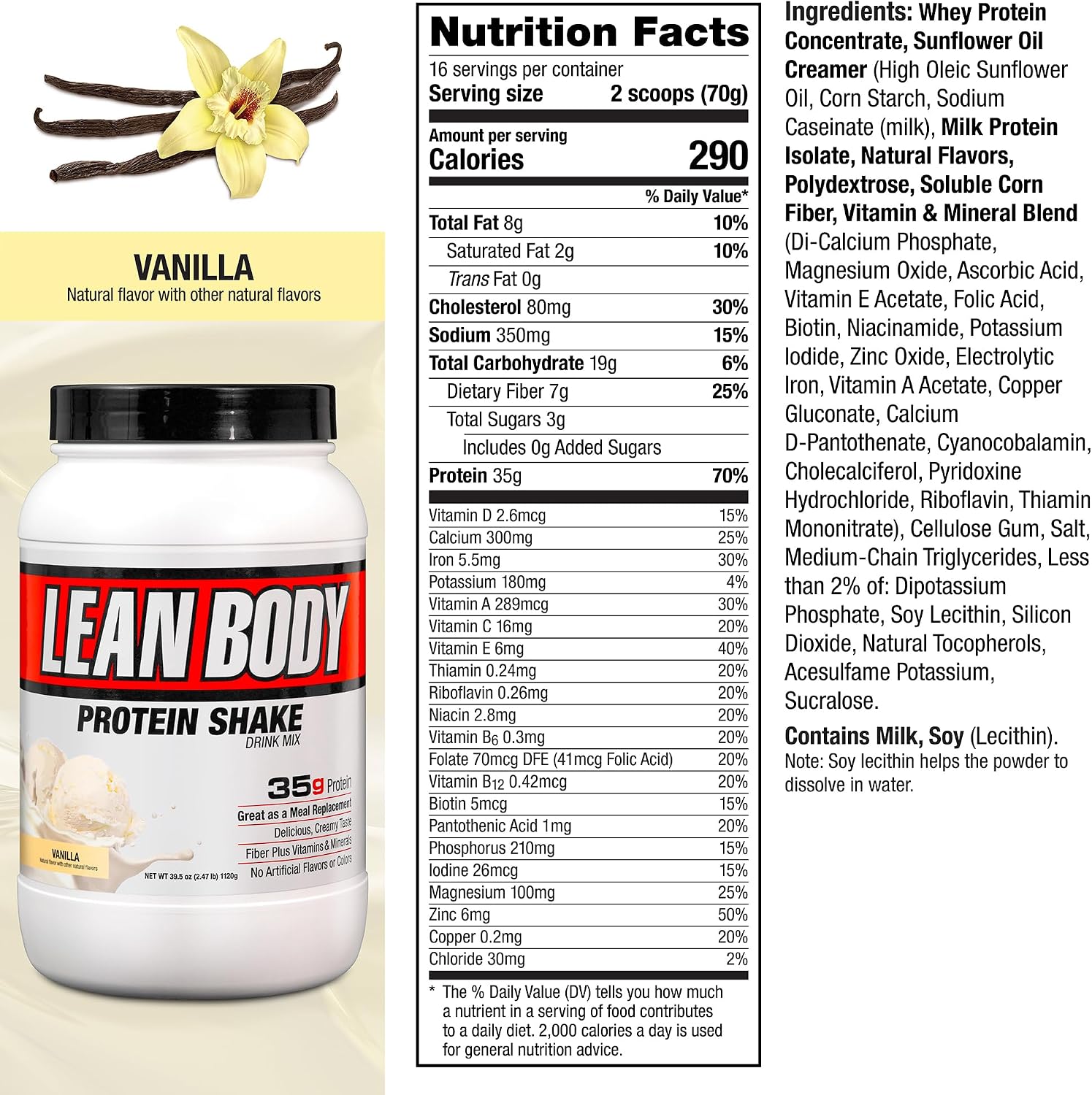 Labrada Nutrition Lean Body Hi-Protein Shake, Strawberry, 2.47-Pound Tub Strawberry Packaging May Vary