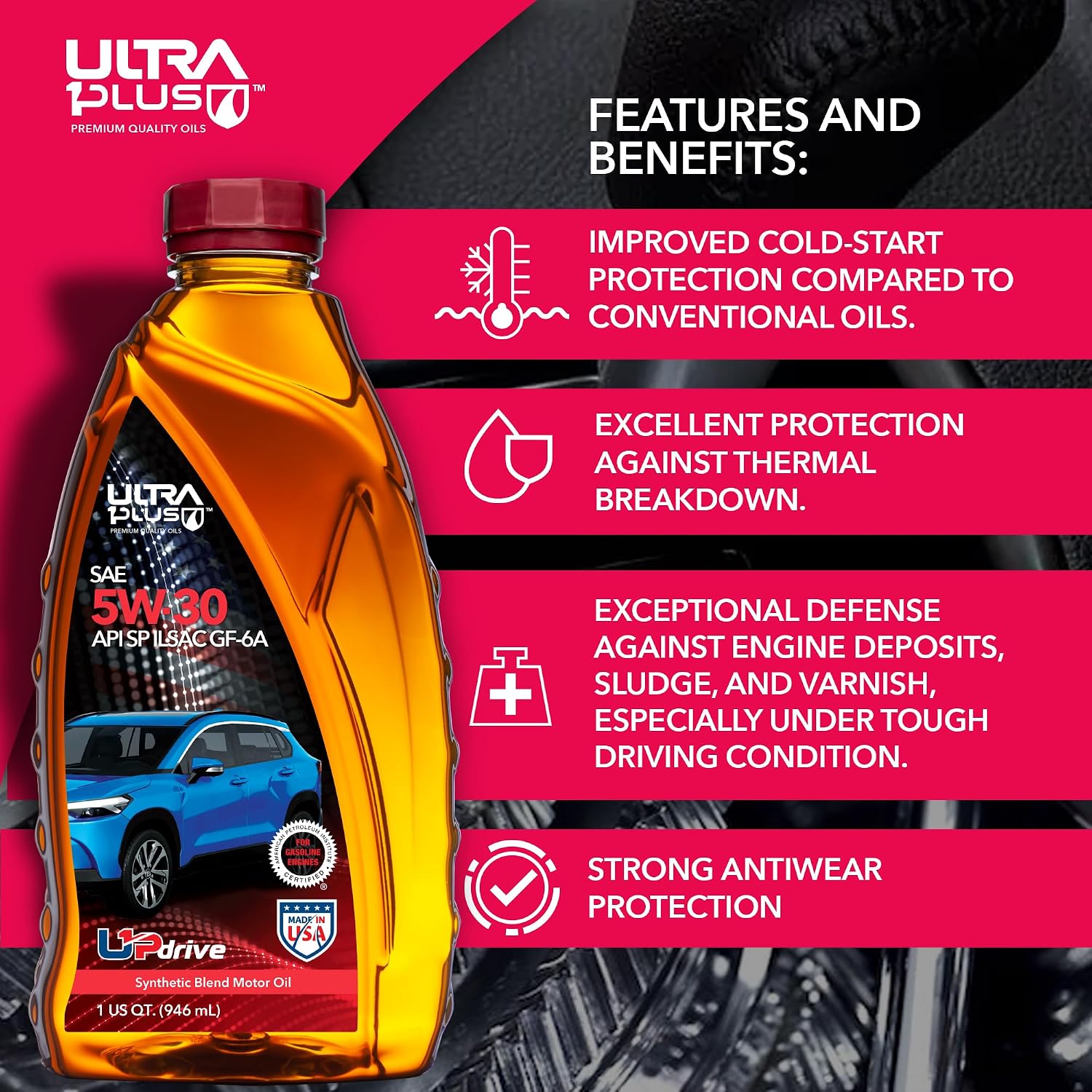 SAE 5W-30 Synthetic Blend Motor Oil API SP ILSAC GF-6A 1 Gallon