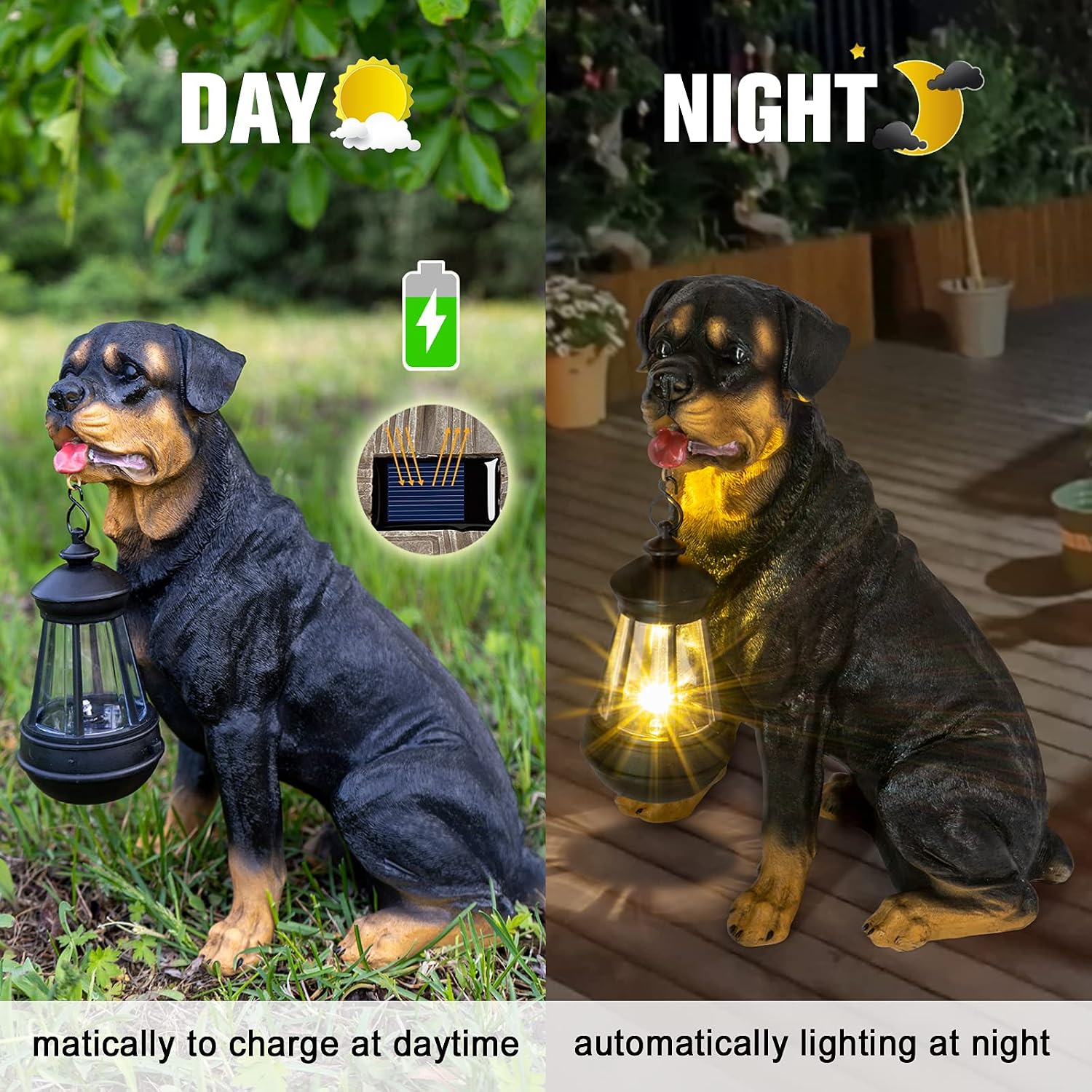 Notakia Golden Retriever Statue Outdoor with Solar Led Home Garden Decoration Windproof Lamp Realistic Dog Decor(Golden Retriever &LED)