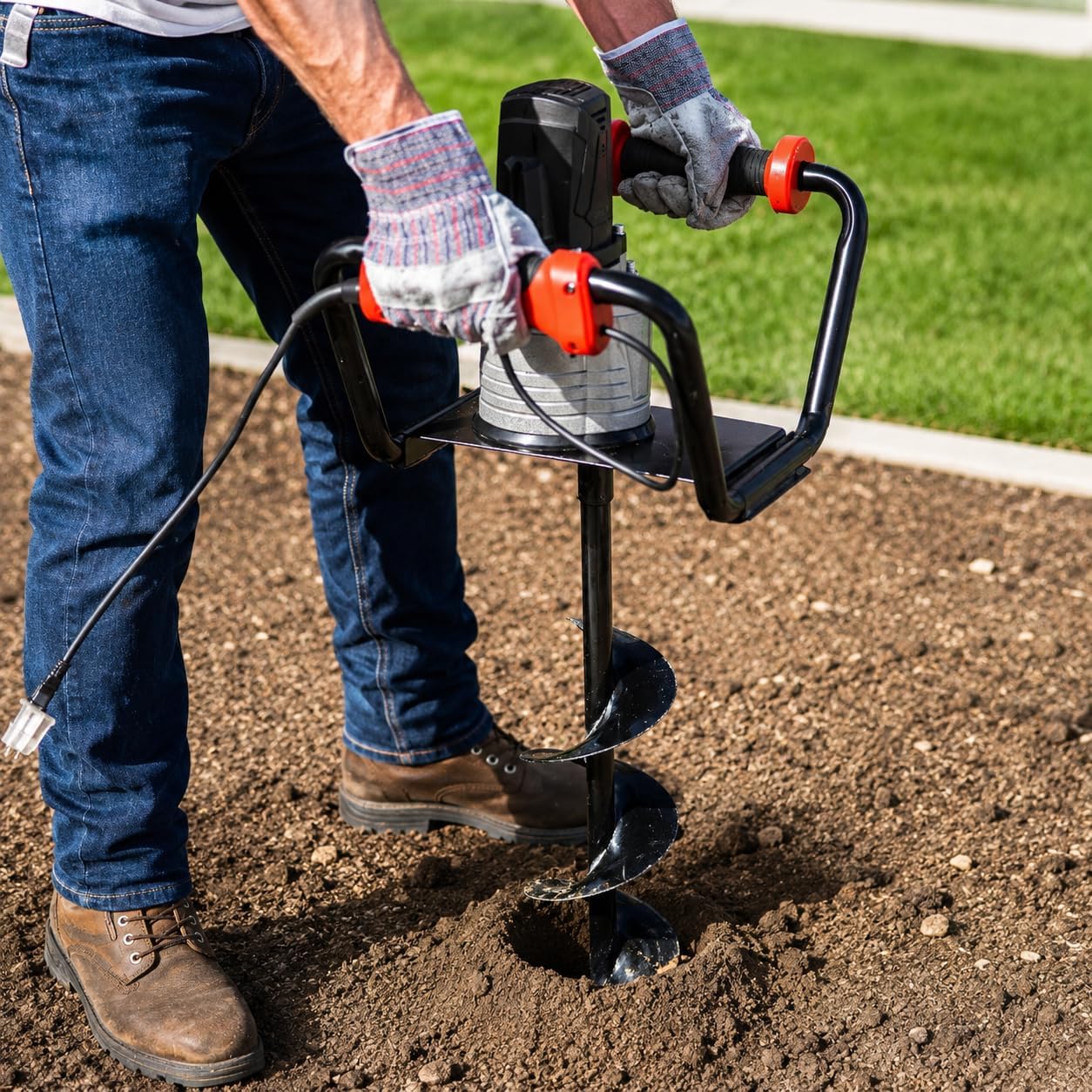 XtremepowerUS 1500W Electric Post Hole Digger Earth Auger Dig Hole Fence Post Hole Digging, Tree Planting with 6" Digging Auger Bit Set, 3/4" Shaft