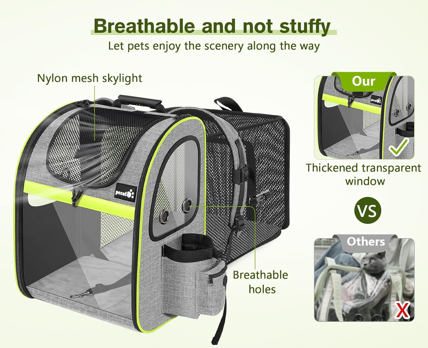 pecute Cat Backpack Expandable, Cat Carrier Backpack with Breathable Window