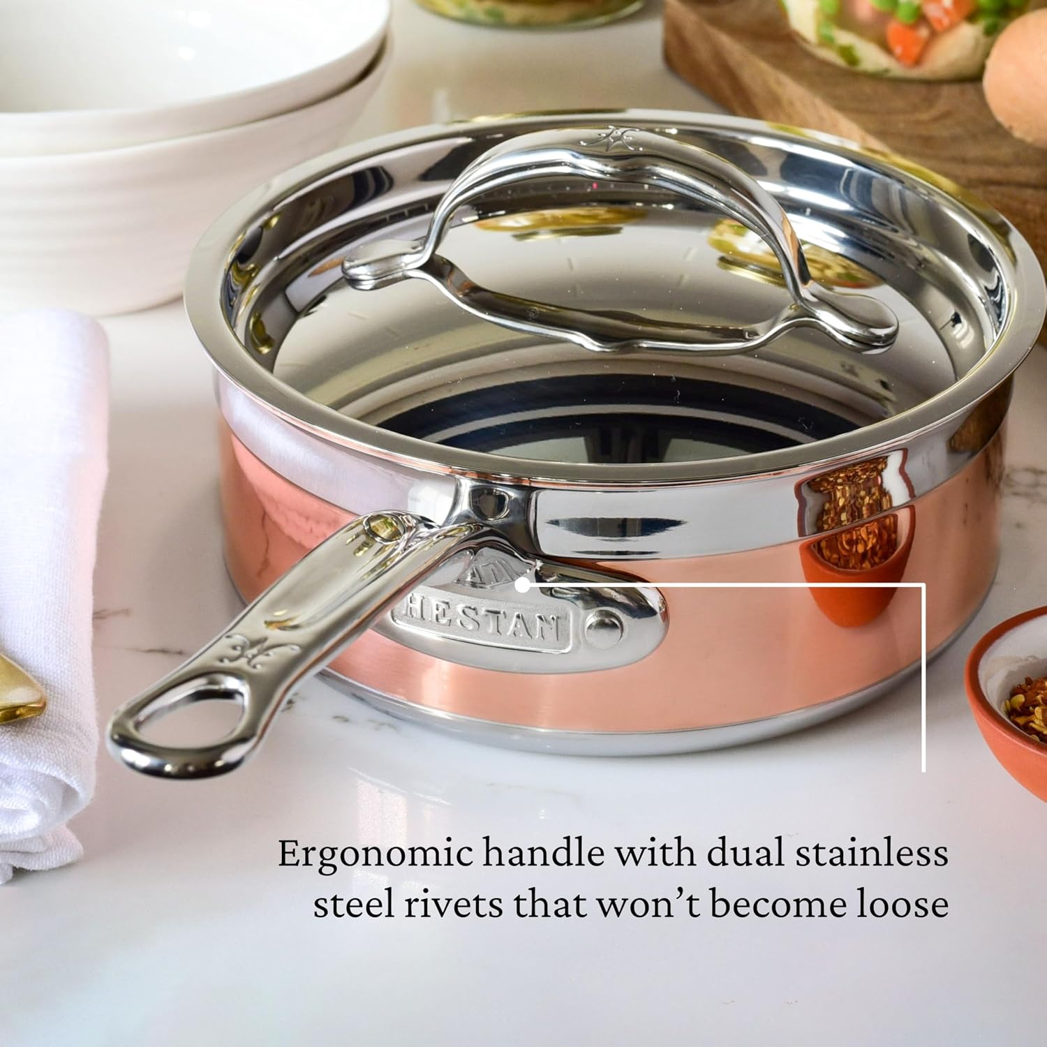 Hestan - CopperBond Collection - 100% Pure Copper Frying Pan, Induction Cooktop Compatible, 8.5-Inch
