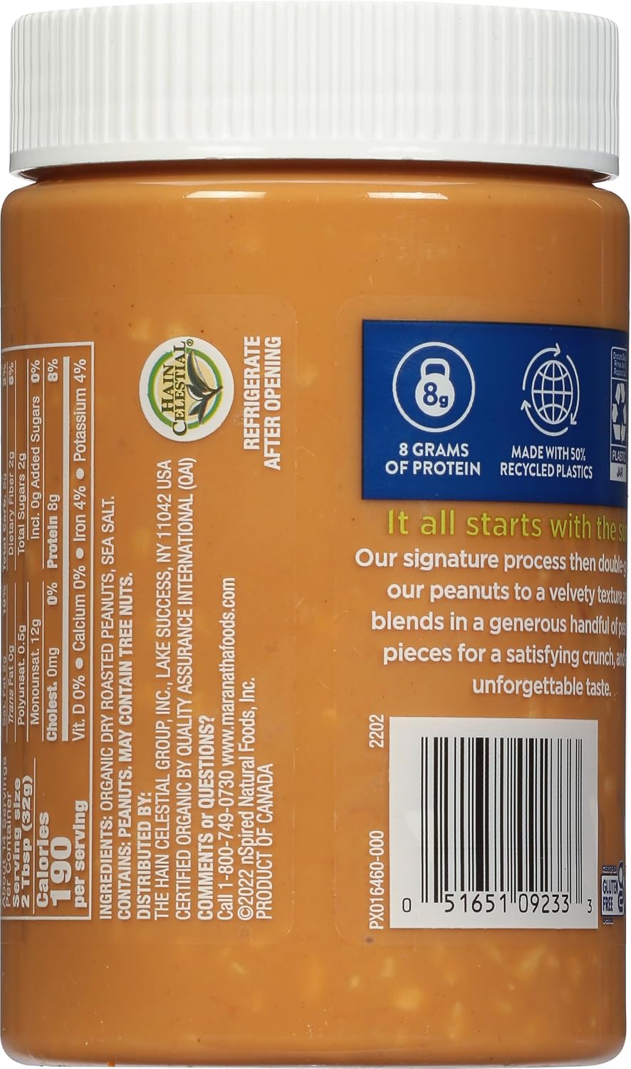 MaraNatha Organic Creamy Peanut Butter, 16 Ounce Jar