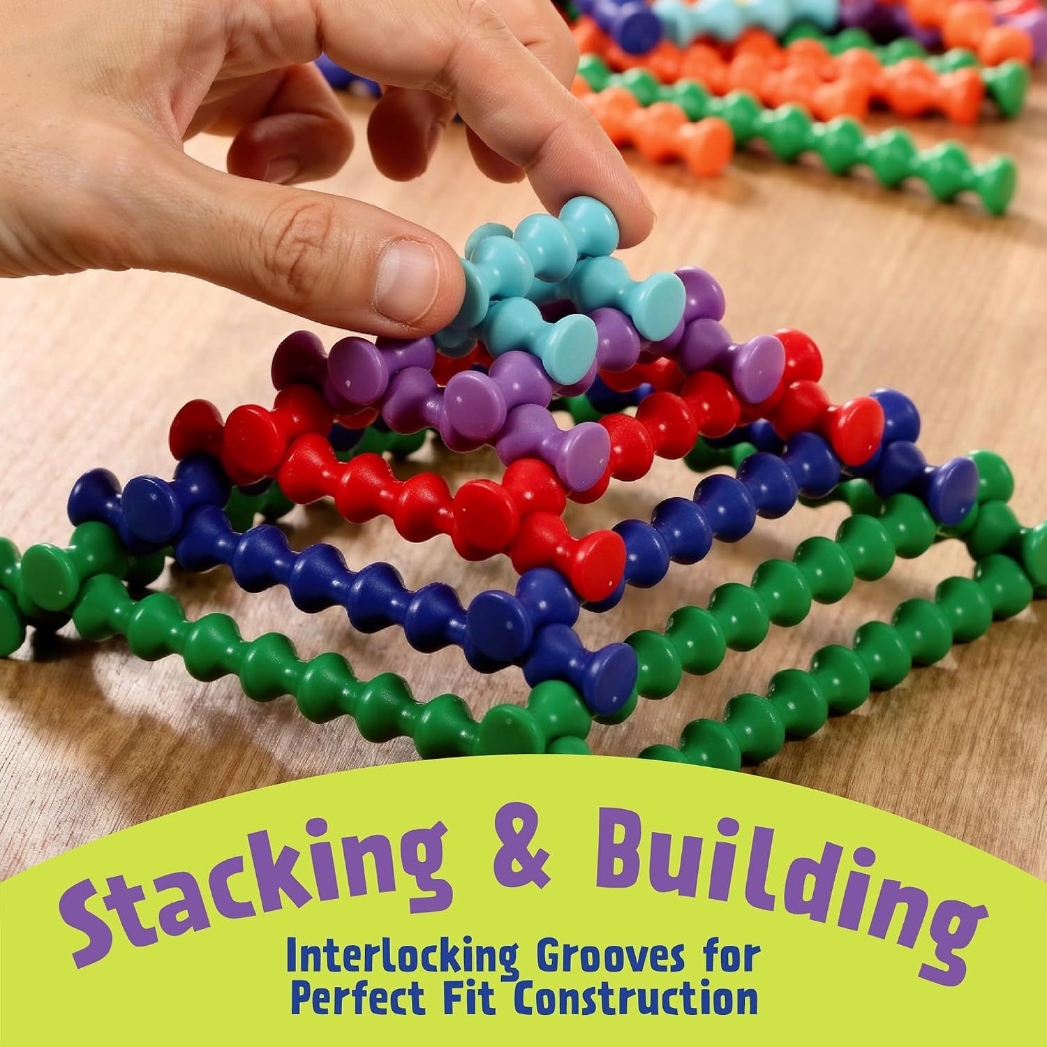 POPULAR PLAYTHINGS Playstix Deluxe Set, 211 Piece, Building Sticks Kit | for Kids Ages 4 and Up, Construction Stem Building Toy Gift, for Boys & Girls